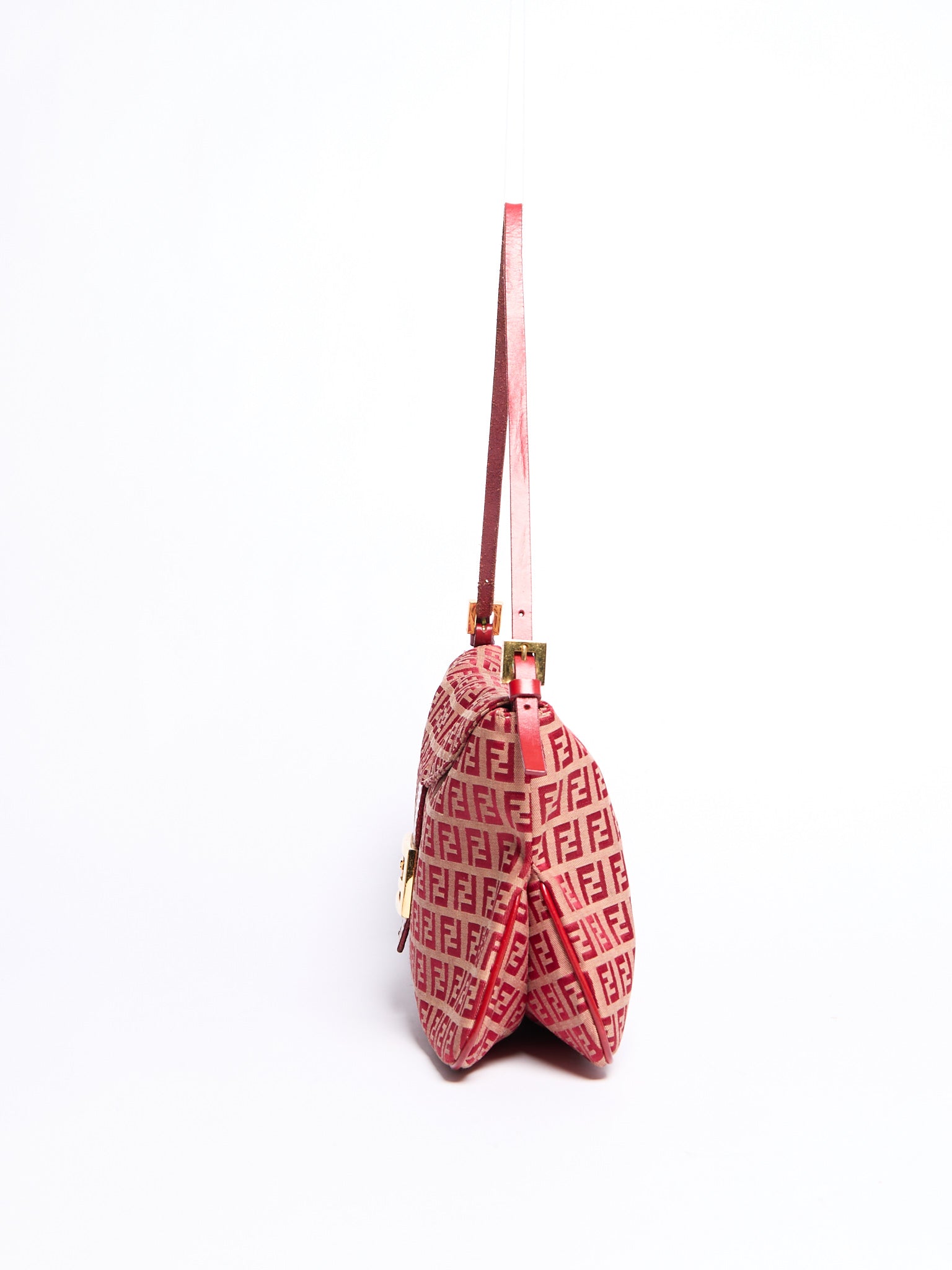 Fendi Red Zucchino Mama Baguette Shoulder Bag