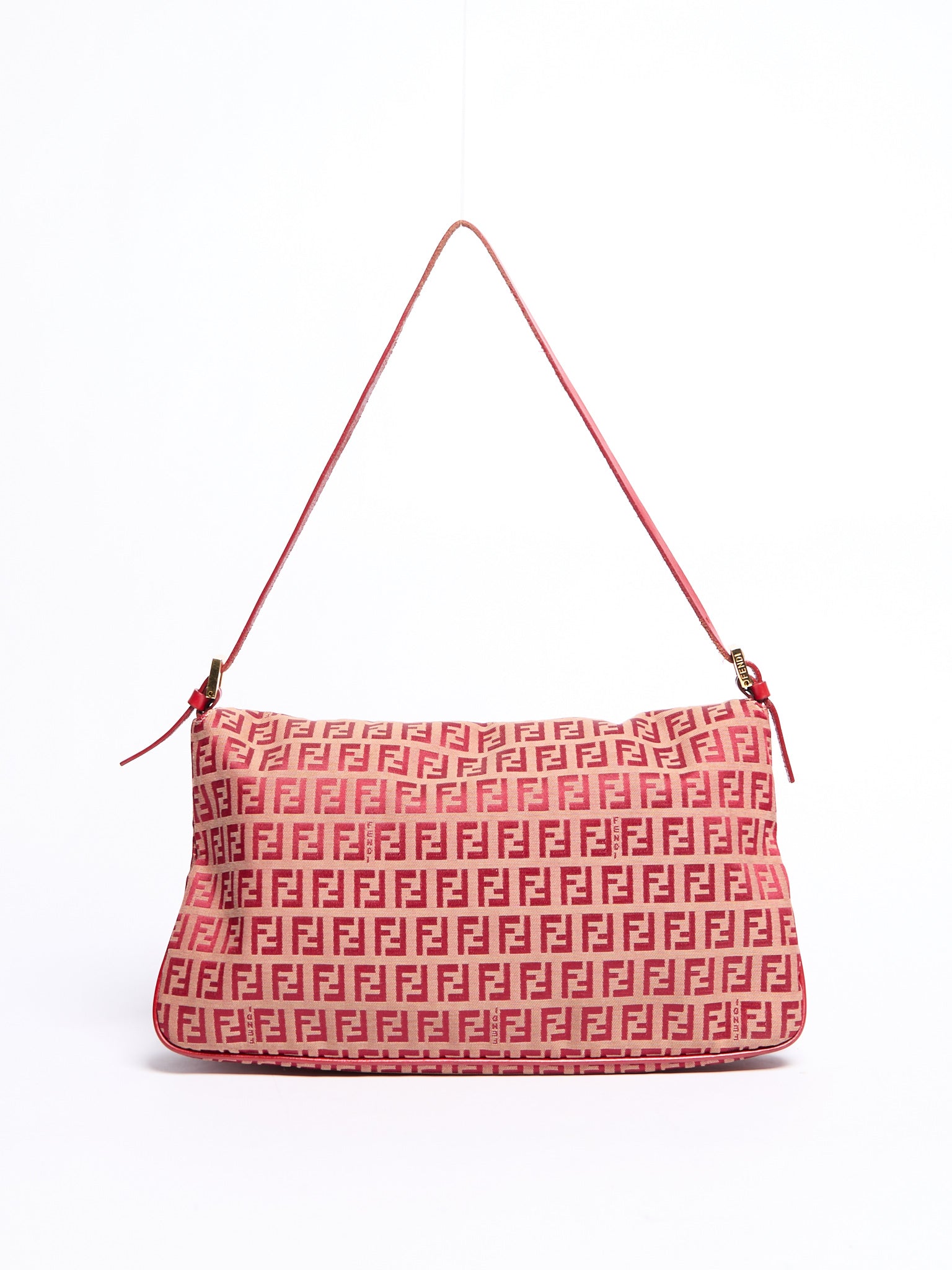 Fendi Red Zucchino Mama Baguette Shoulder Bag