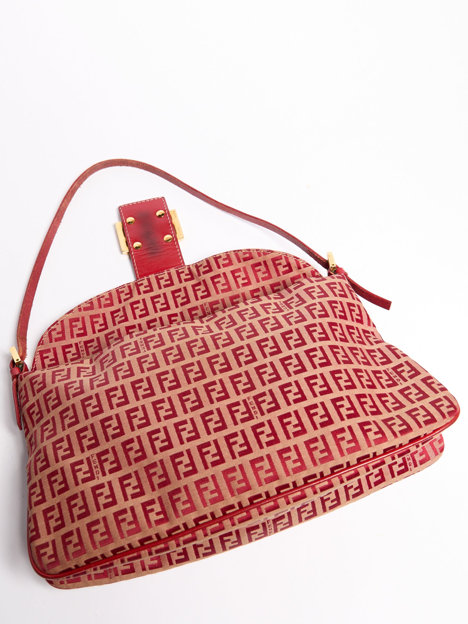 Fendi Red Zucchino Mama Baguette Shoulder Bag