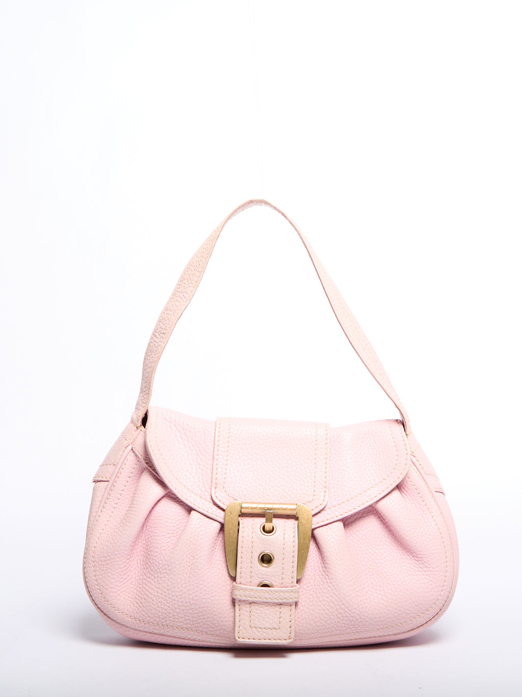 Celine Pink Pebble Leather Buckle Bag