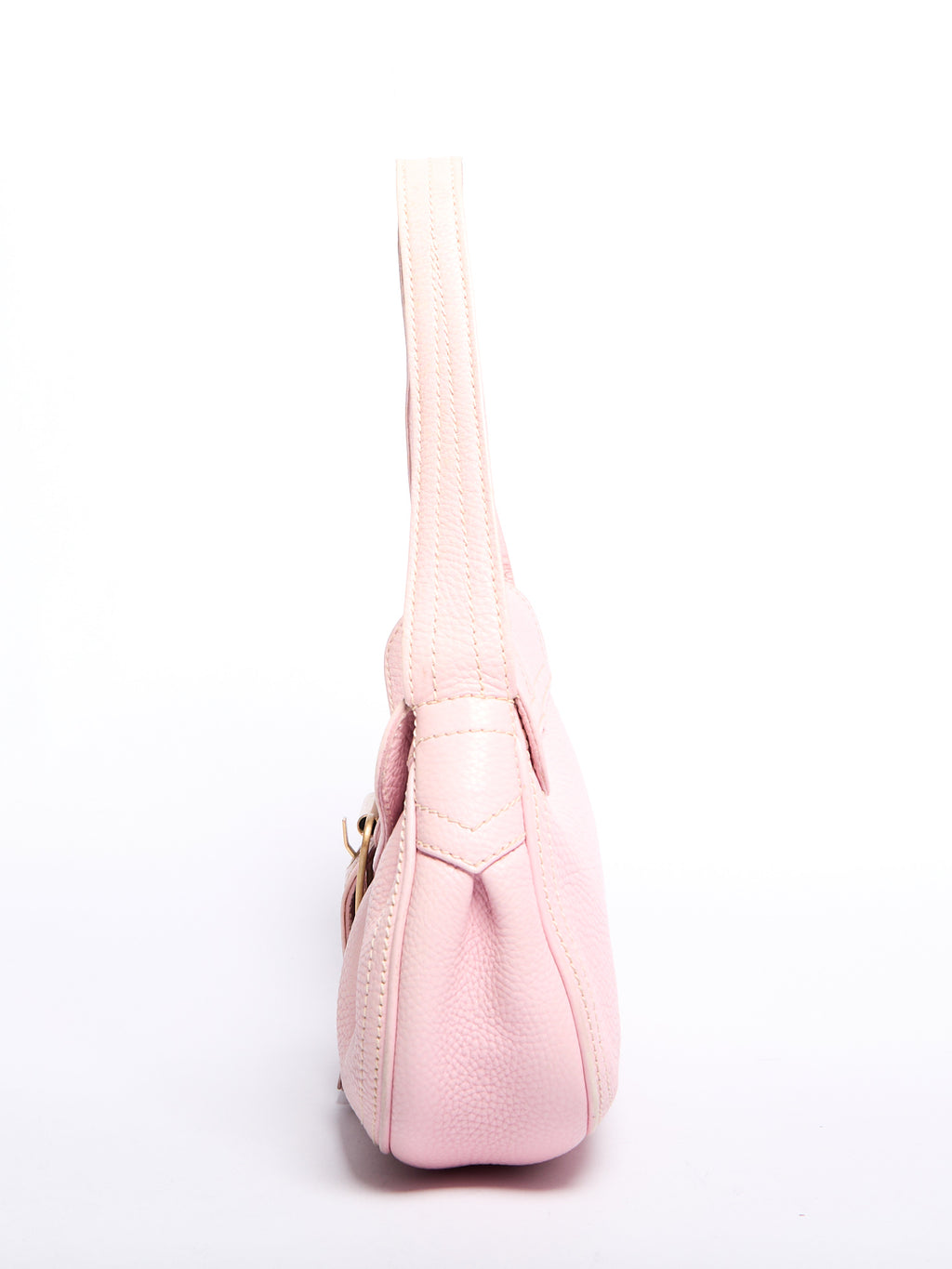 Celine Pink Pebble Leather Buckle Bag