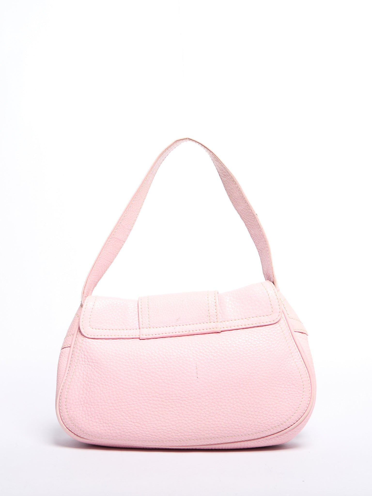 Celine Pink Pebble Leather Buckle Bag