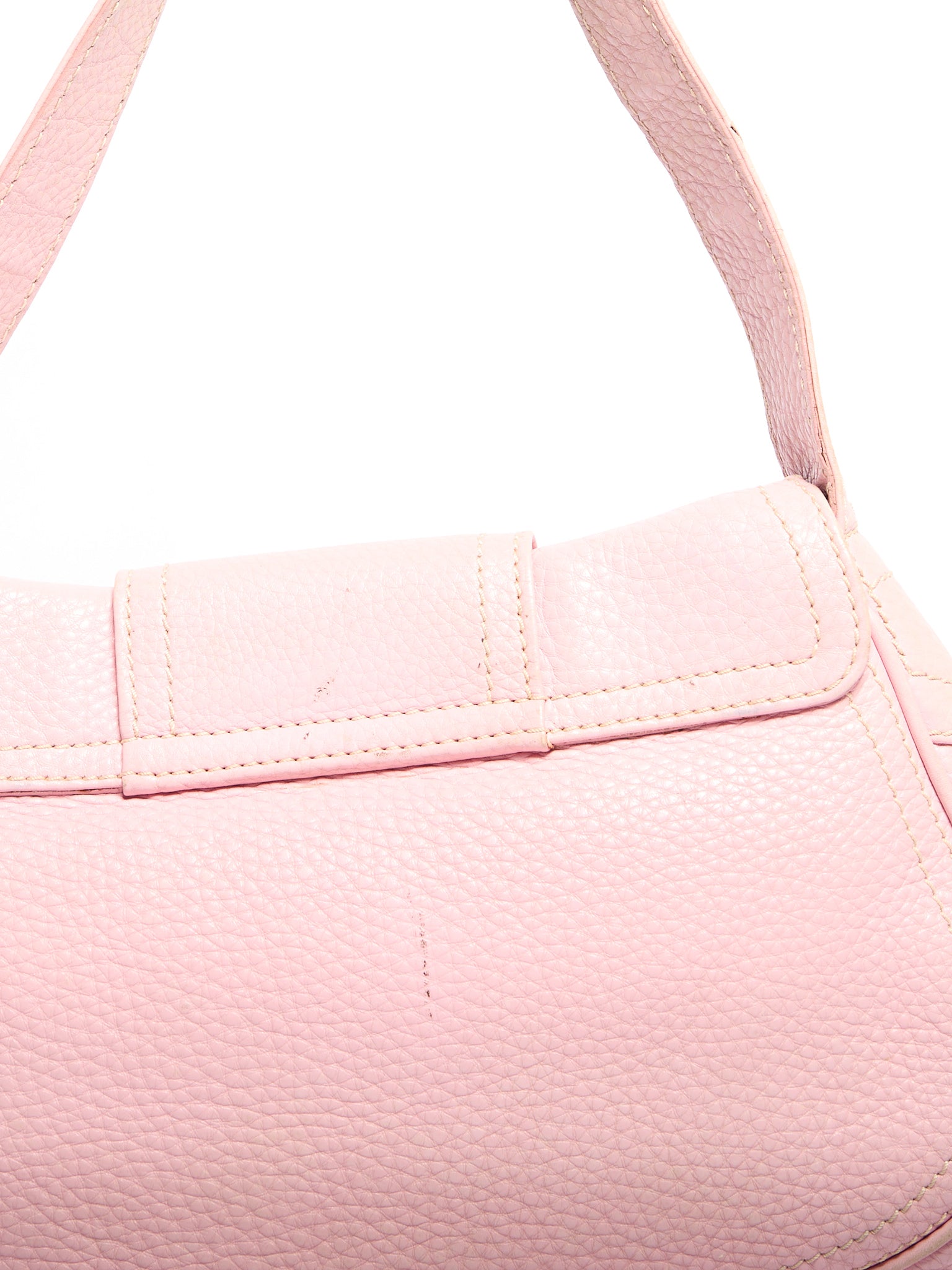 Celine Pink Pebble Leather Buckle Bag