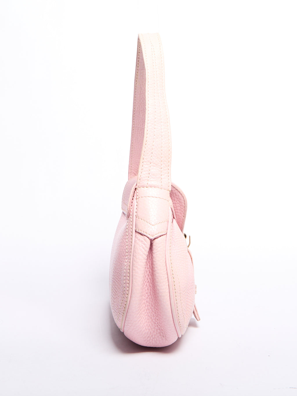 Celine Pink Pebble Leather Buckle Bag