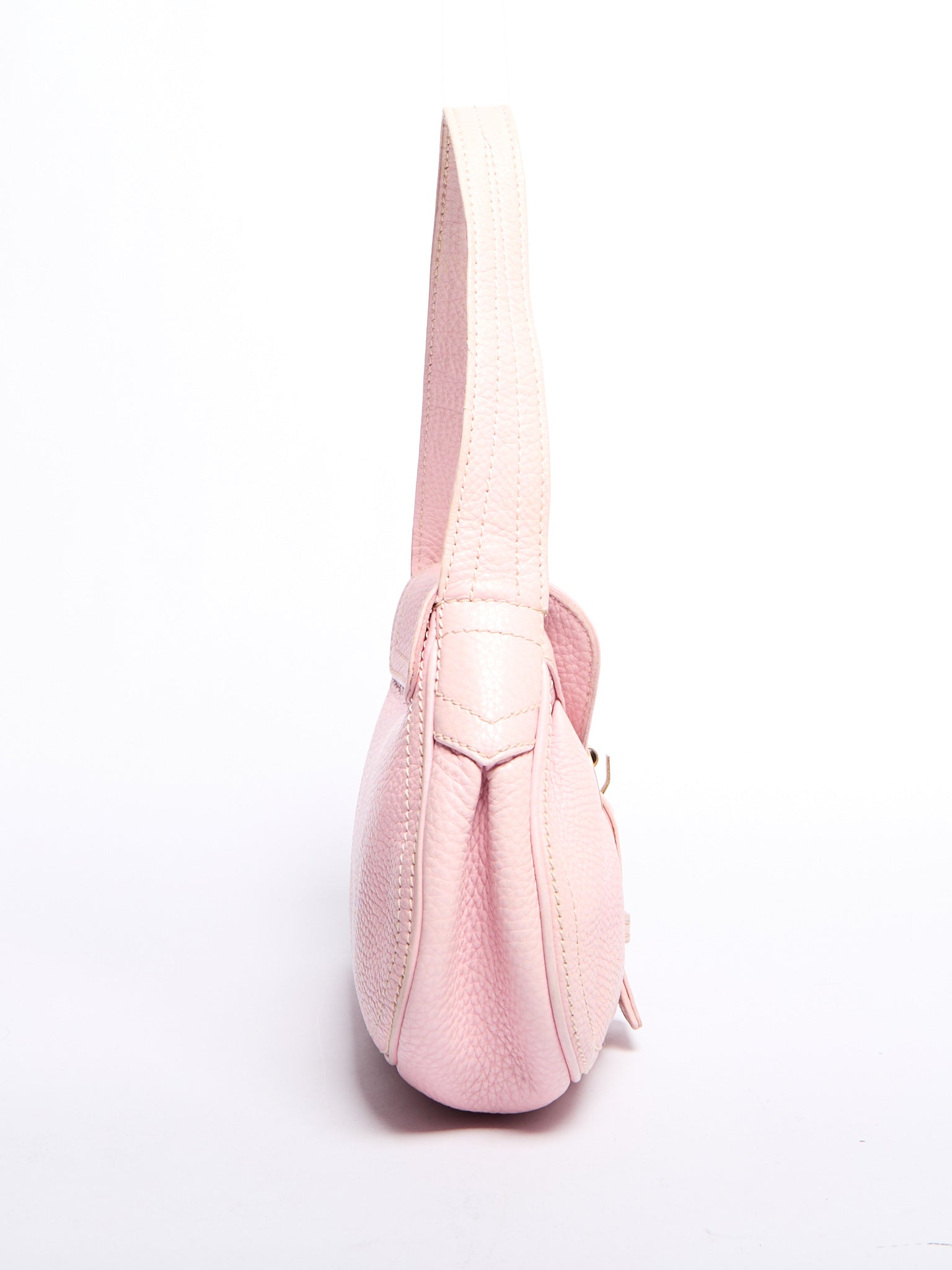 Celine Pink Pebble Leather Buckle Bag