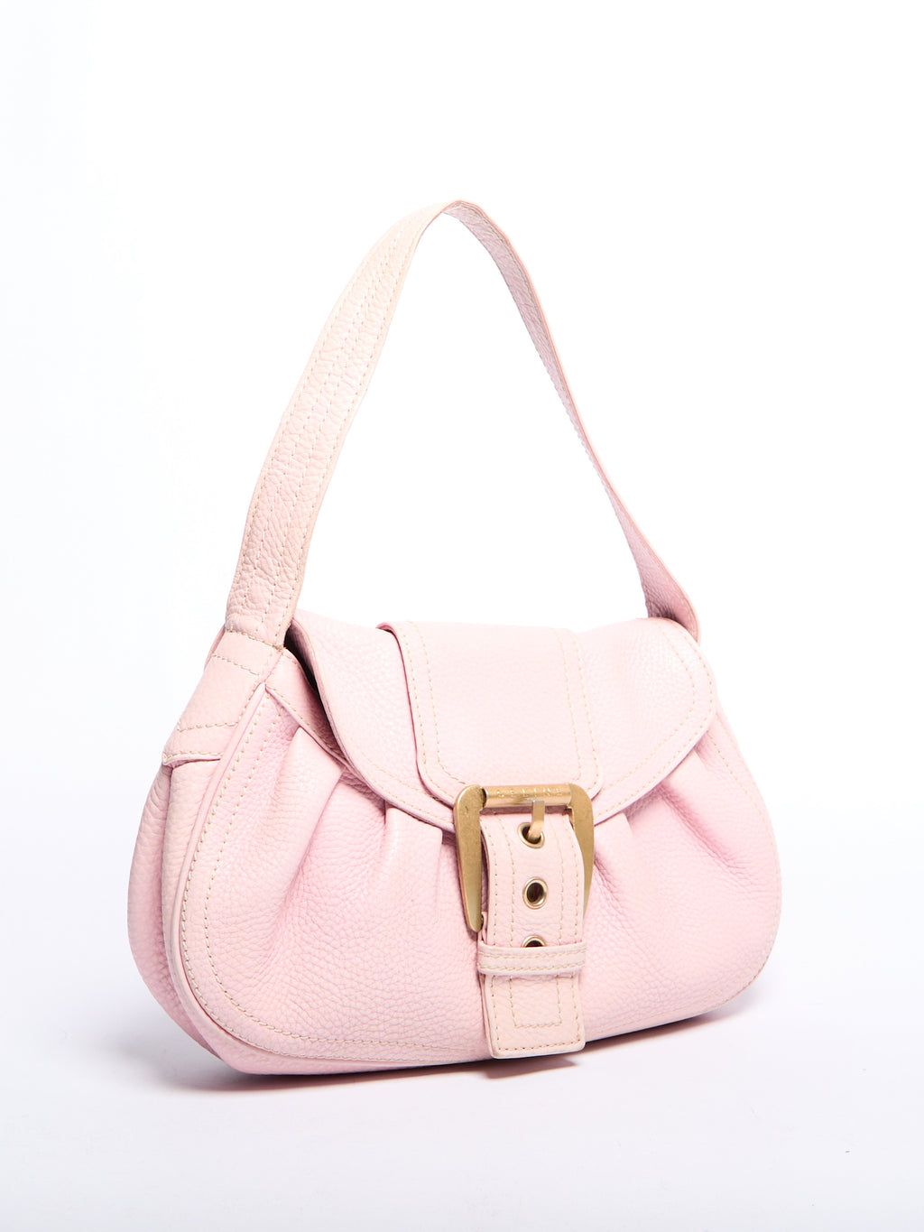 Celine Pink Pebble Leather Buckle Bag