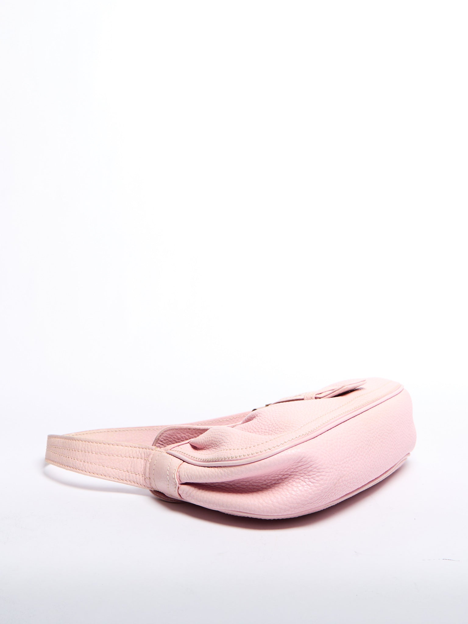 Celine Pink Pebble Leather Buckle Bag