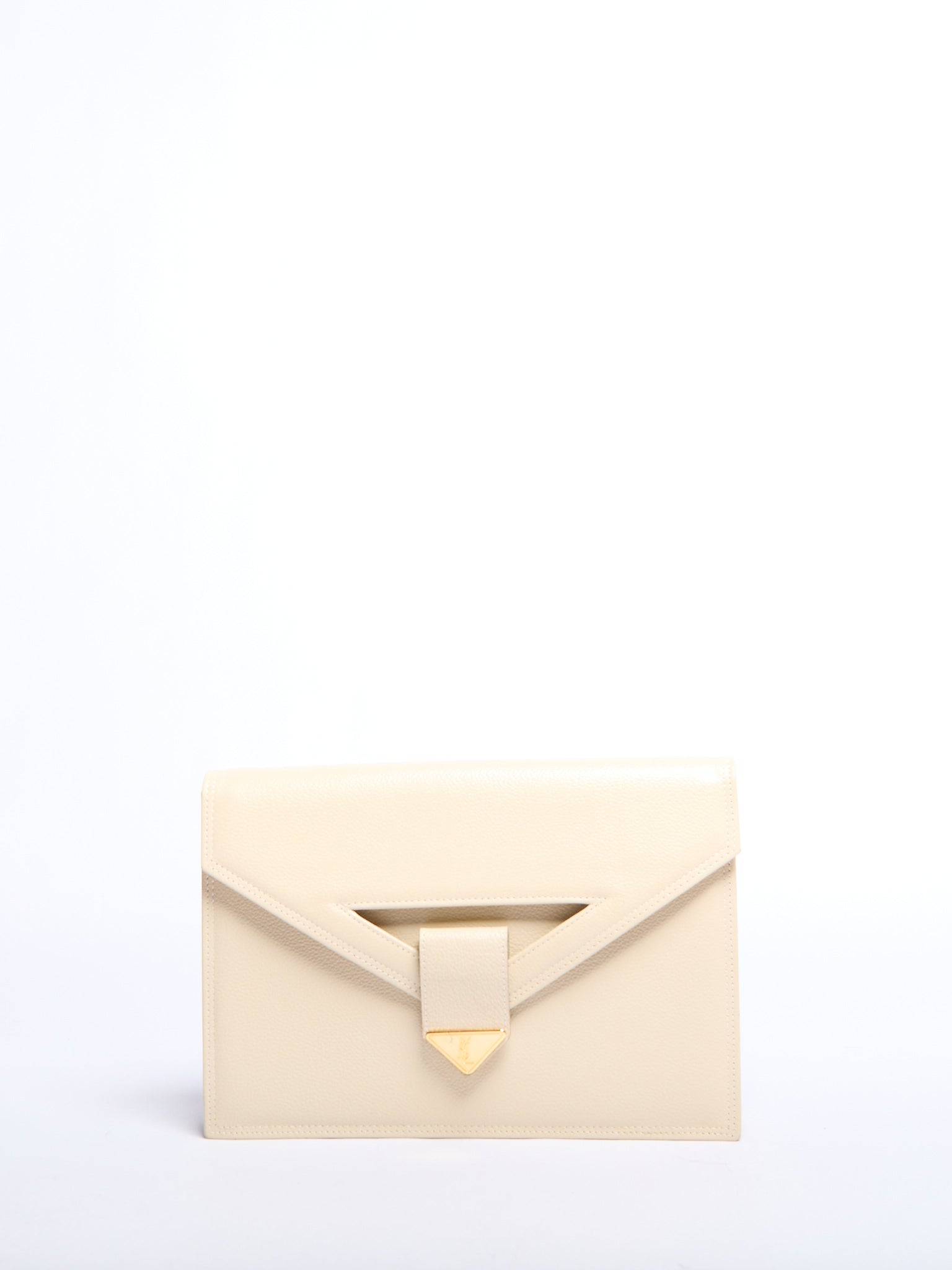 90’s Yves Saint Laurent Cream Envelope Clutch