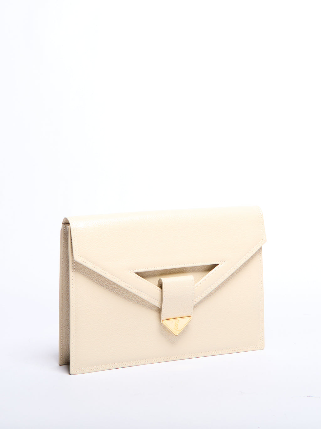 90’s Yves Saint Laurent Cream Envelope Clutch