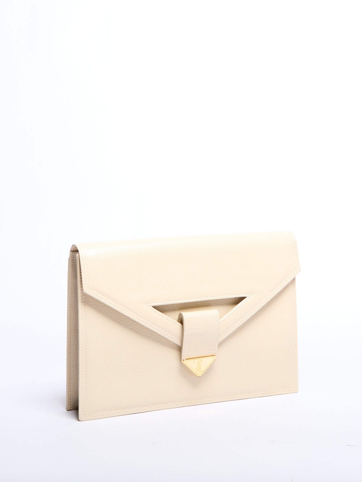 90’s Yves Saint Laurent Cream Envelope Clutch