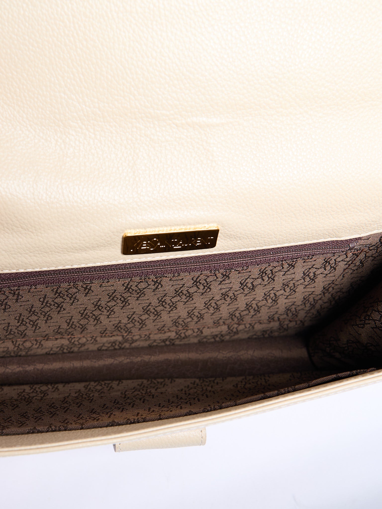 90’s Yves Saint Laurent Cream Envelope Clutch