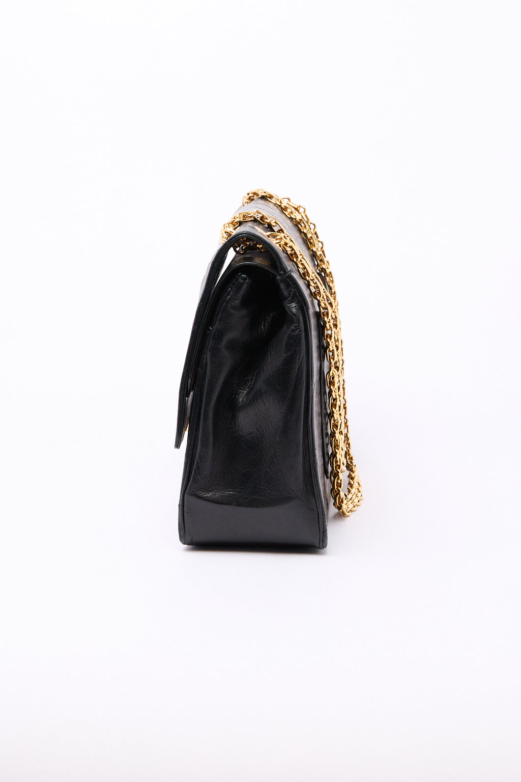 Chanel Black Lambskin 24k Gold Flap Bag