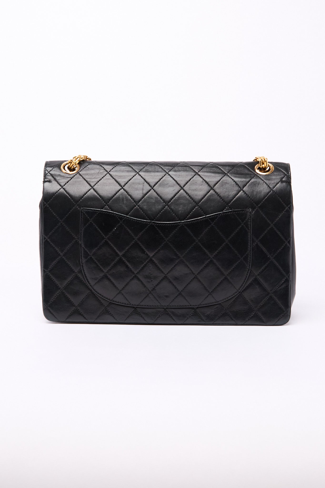 Chanel Black Lambskin 24k Gold Flap Bag