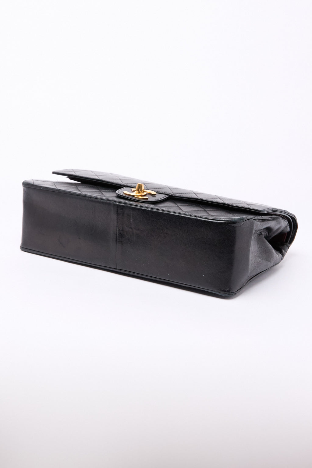 Chanel Black Lambskin 24k Gold Flap Bag