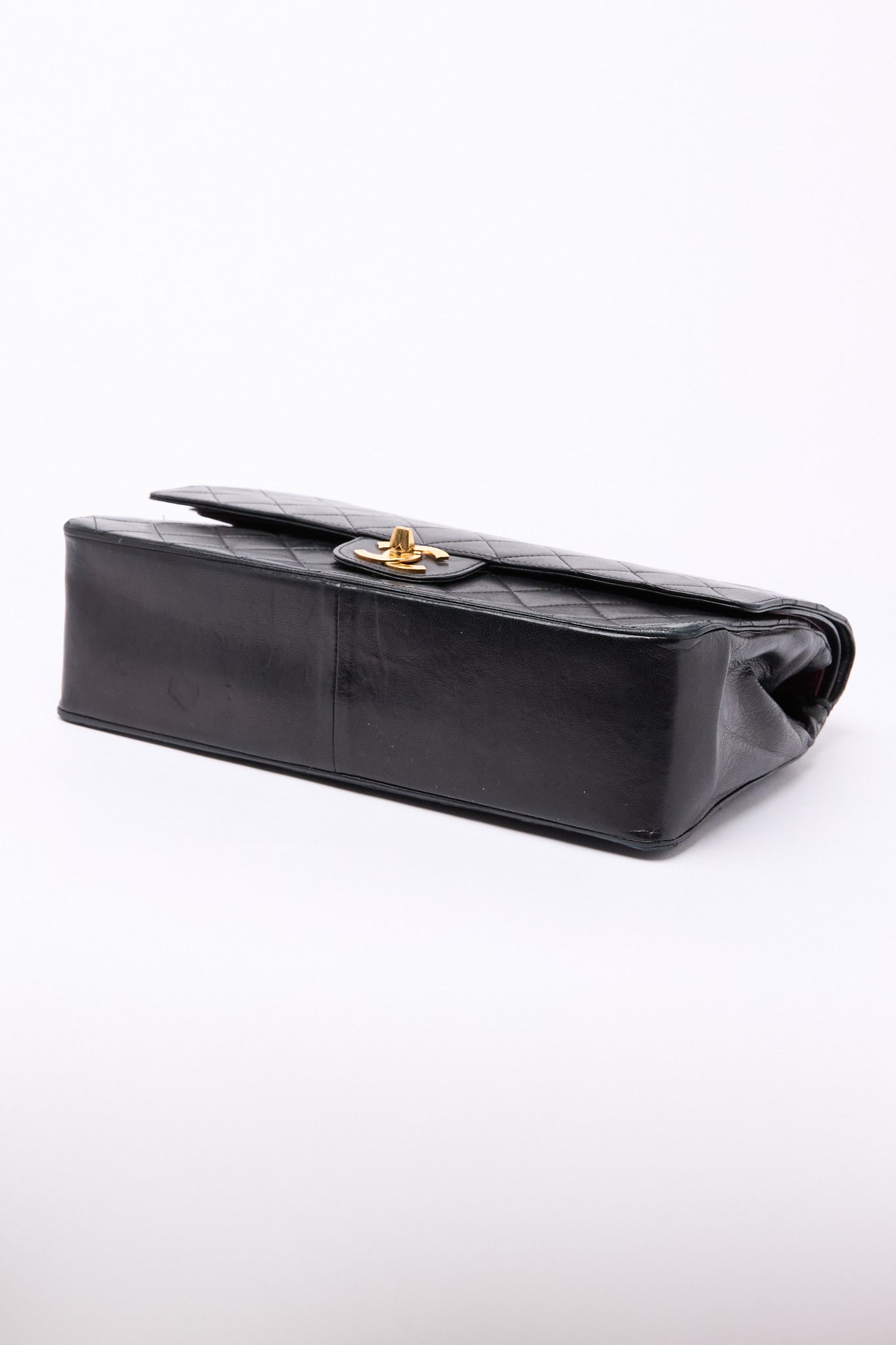 Chanel Black Lambskin 24k Gold Flap Bag