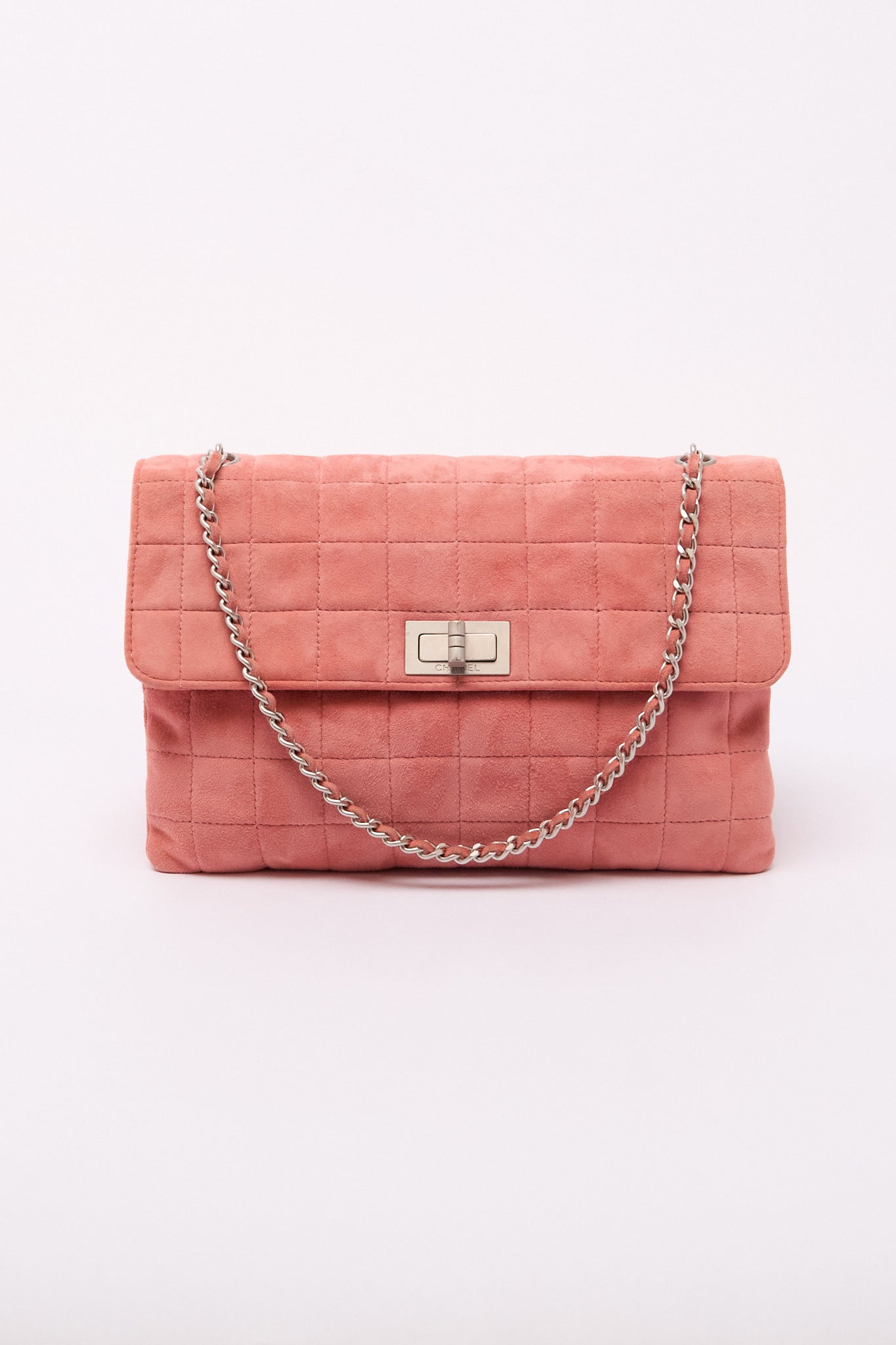 Chanel Pink Suede Turnlock Flap Bag