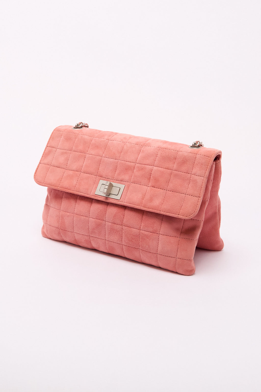 Chanel Pink Suede Turnlock Flap Bag