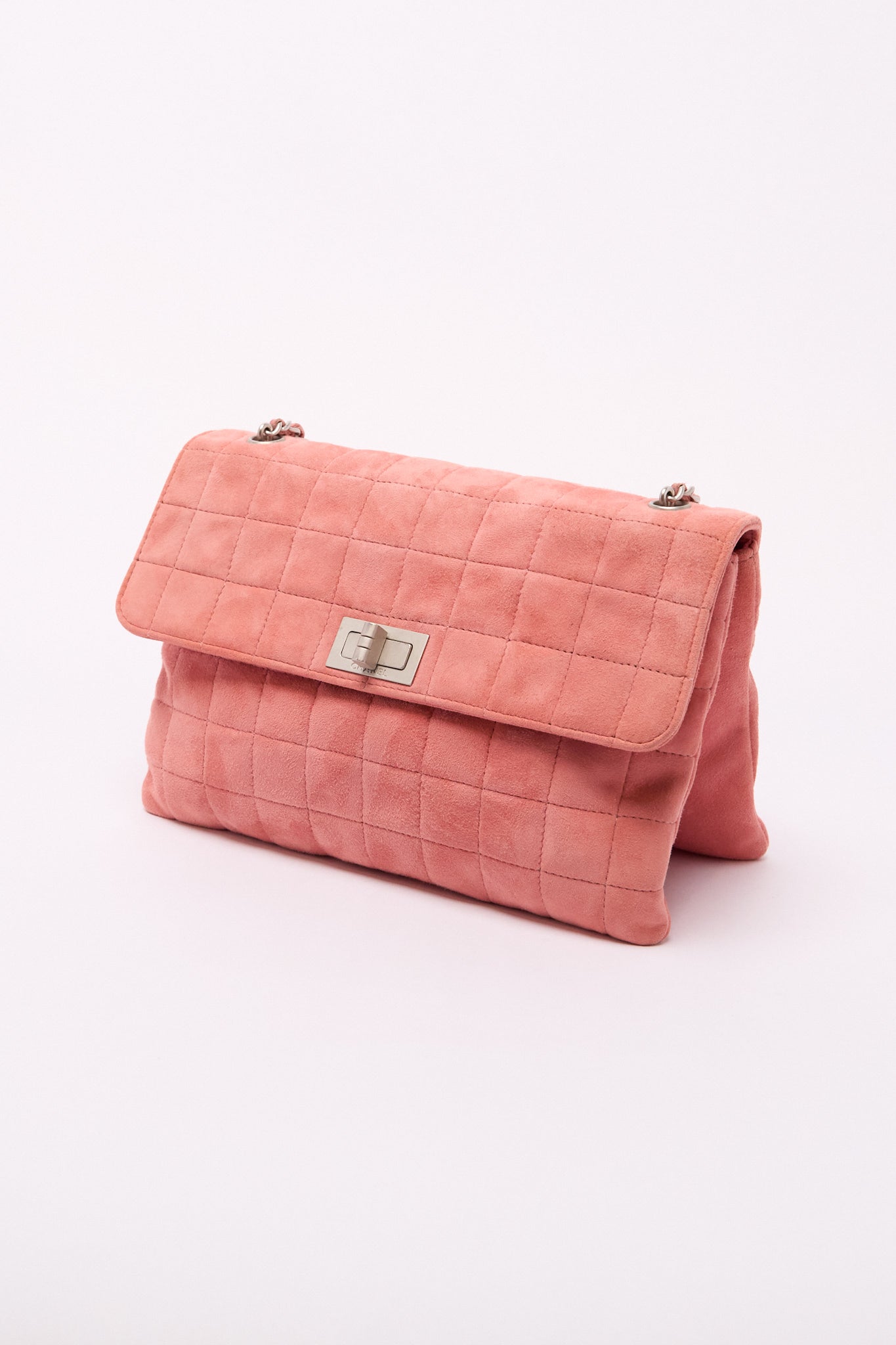 Chanel Pink Suede Turnlock Flap Bag
