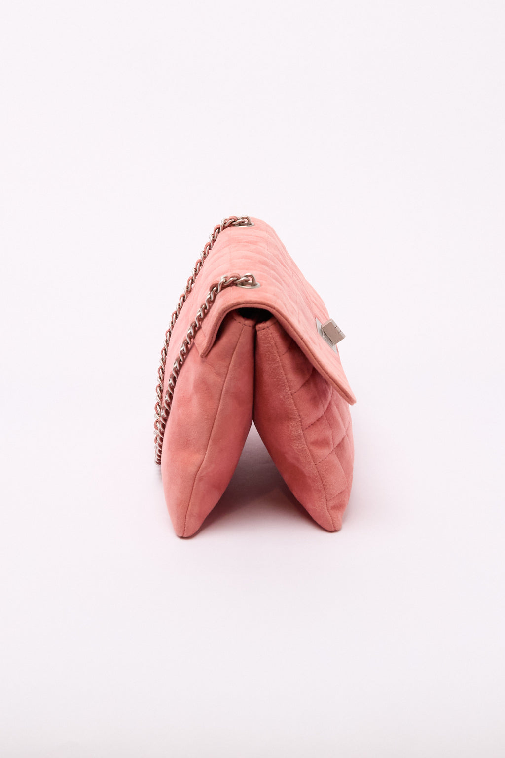 Chanel Pink Suede Turnlock Flap Bag