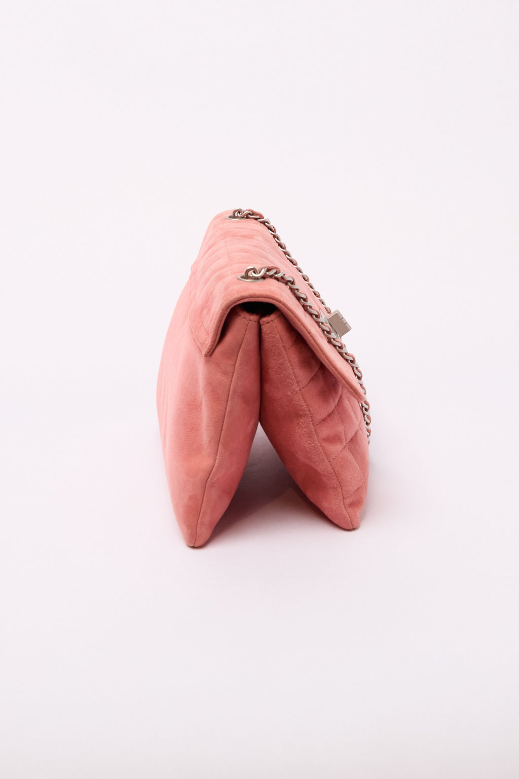 Chanel Pink Suede Turnlock Flap Bag