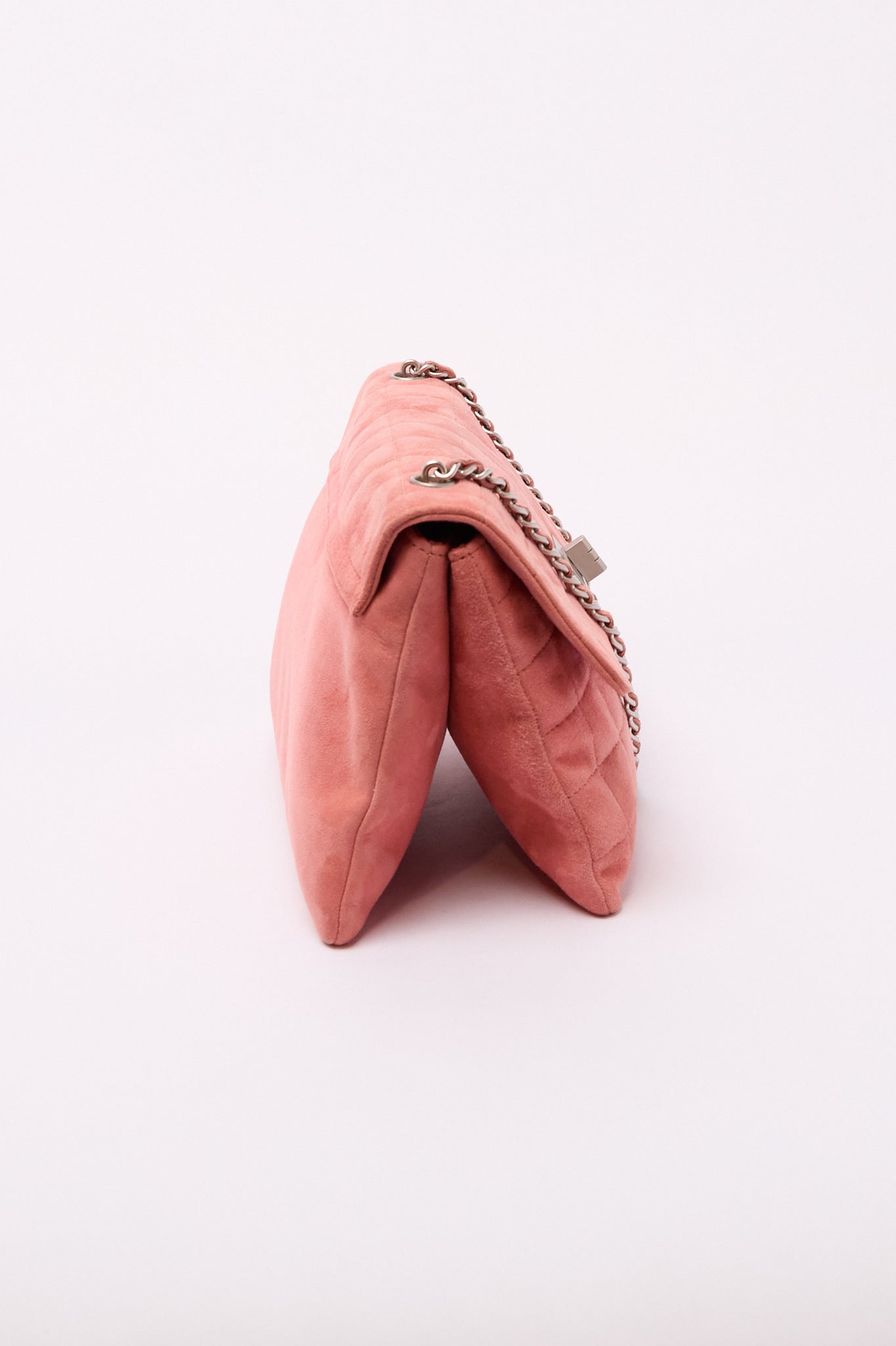 Chanel Pink Suede Turnlock Flap Bag