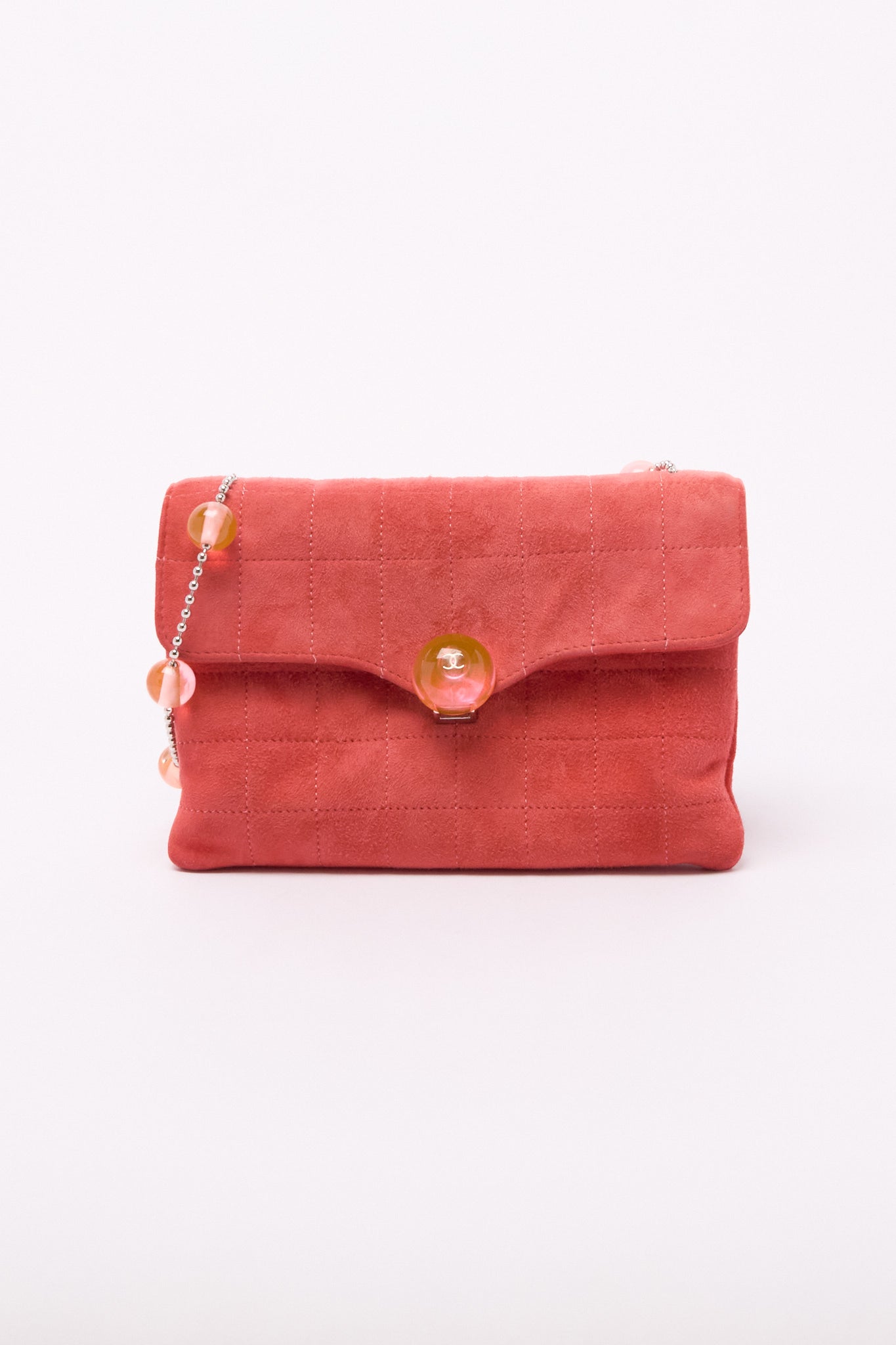 Chanel Salmon Suede Quilted Pouch