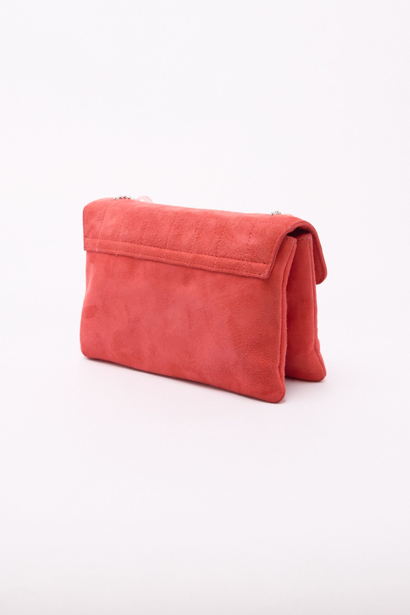 Chanel Salmon Suede Quilted Pouch