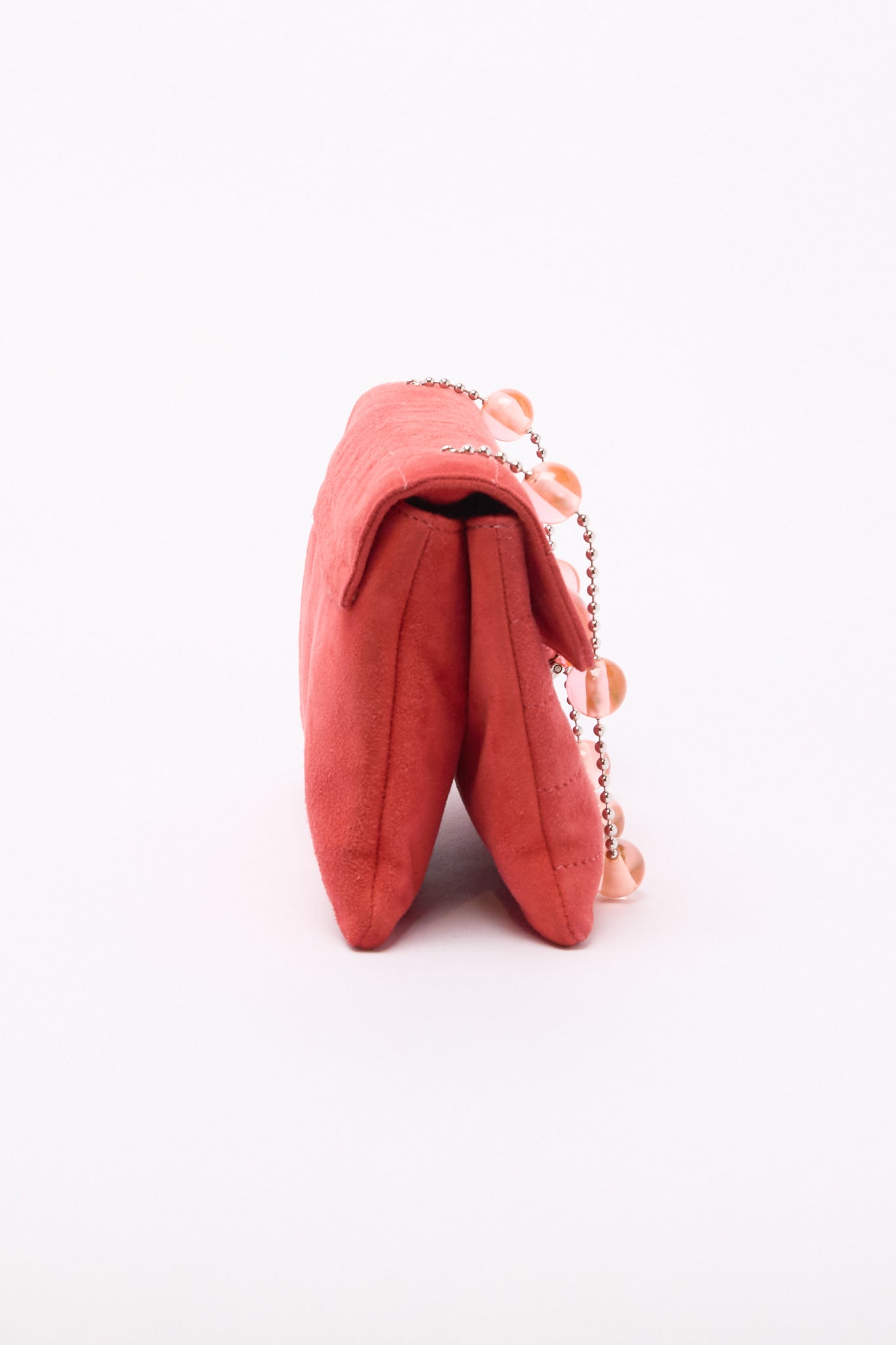 Chanel Salmon Suede Quilted Pouch