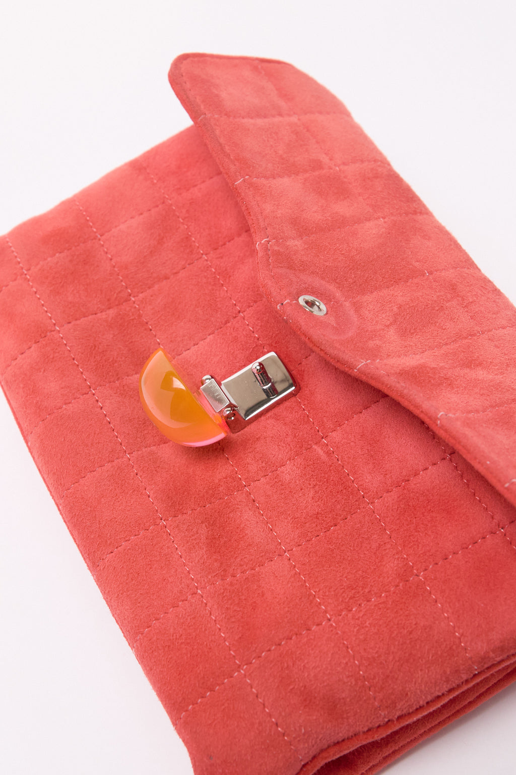 Chanel Salmon Suede Quilted Pouch