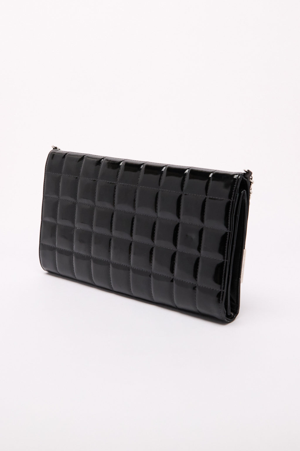 Chanel Black Patent CC Choco Bar Chain Shoulder Bag