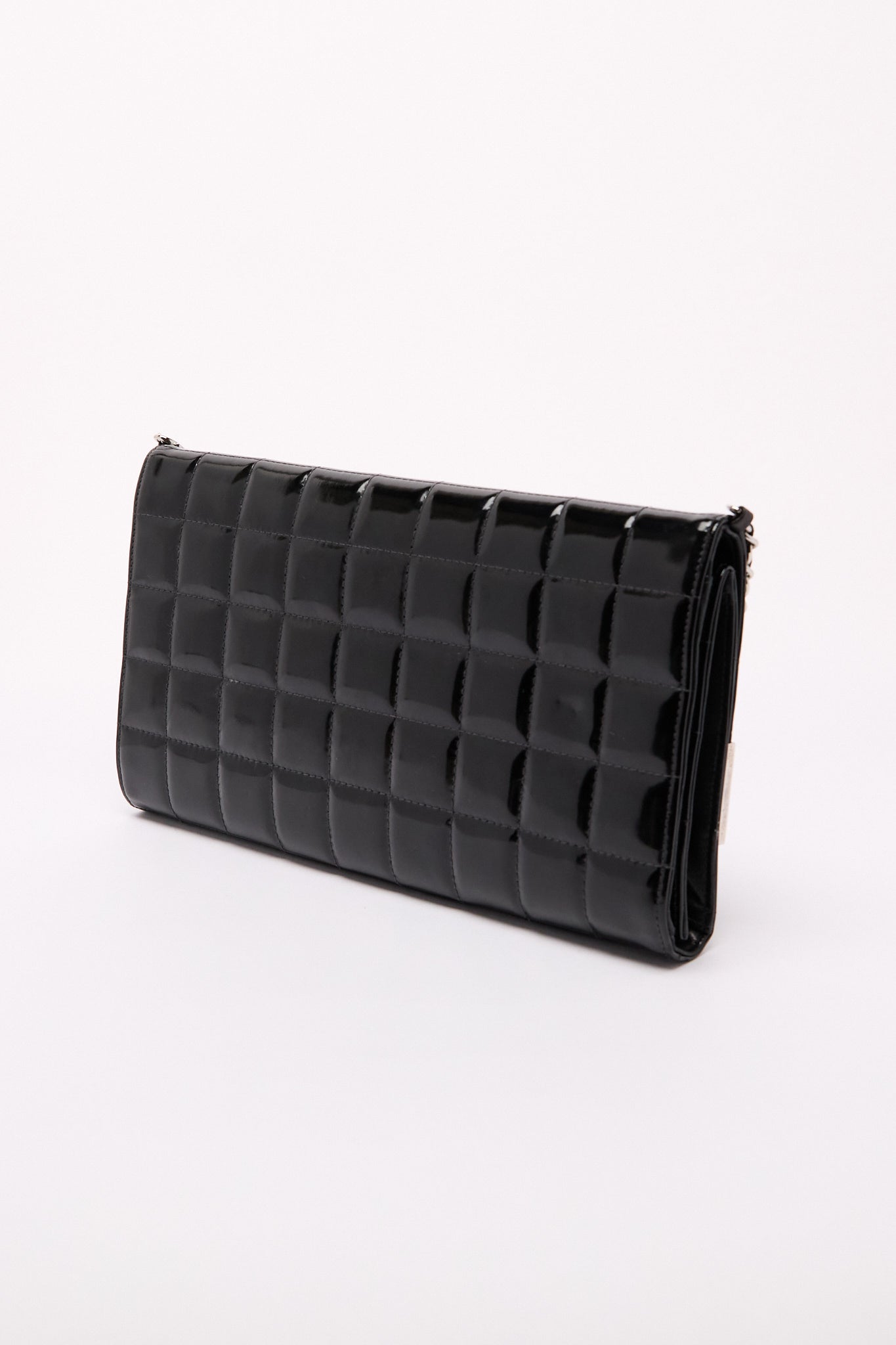 Chanel Black Patent CC Choco Bar Chain Shoulder Bag