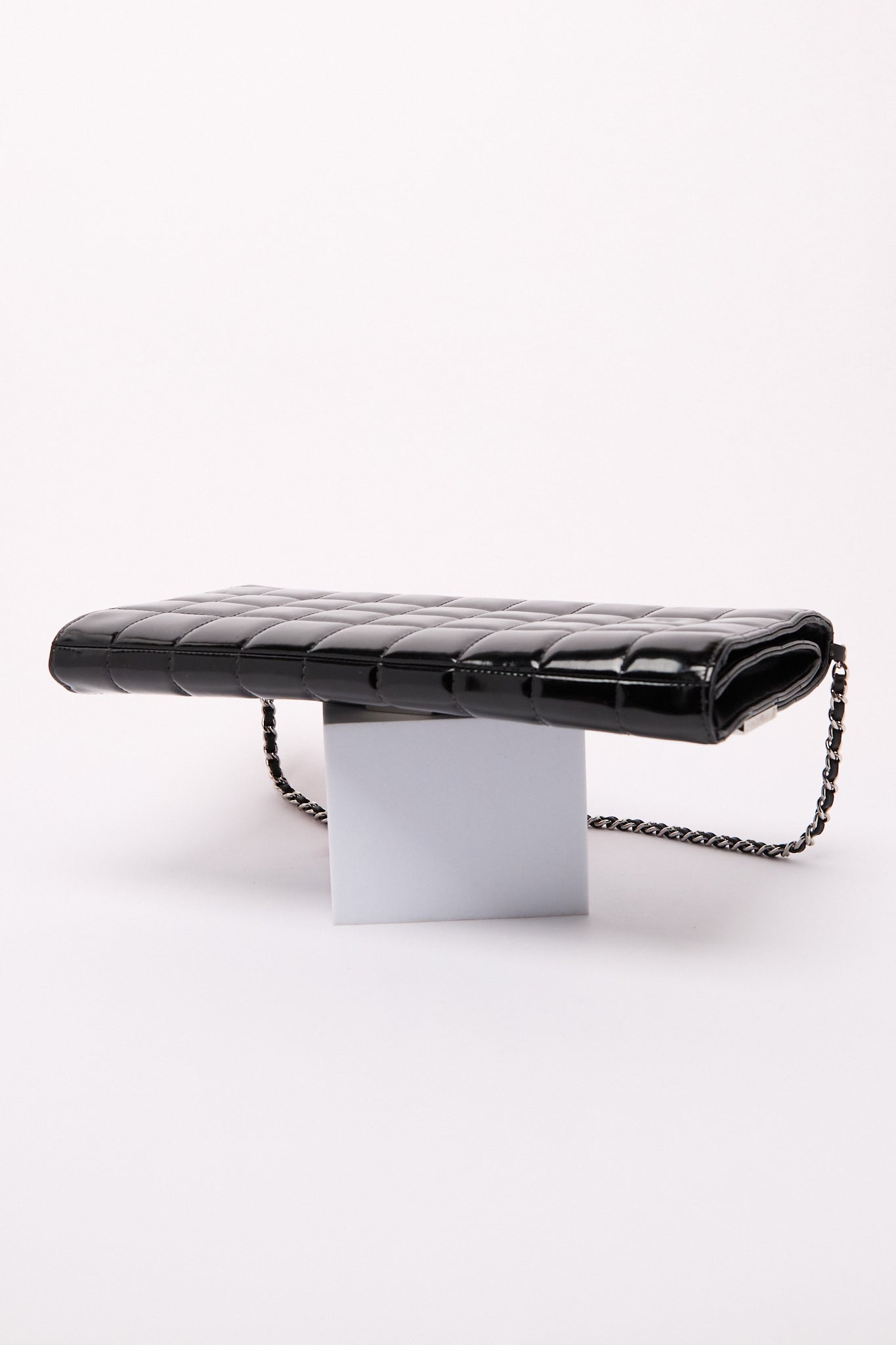 Chanel Black Patent CC Choco Bar Chain Shoulder Bag