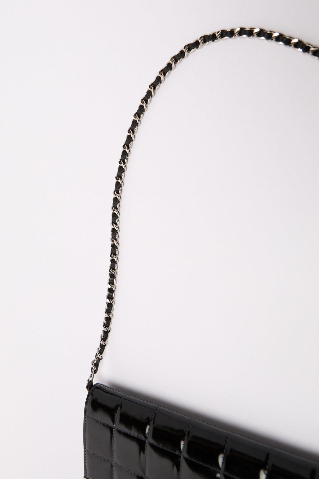 Chanel Black Patent CC Choco Bar Chain Shoulder Bag