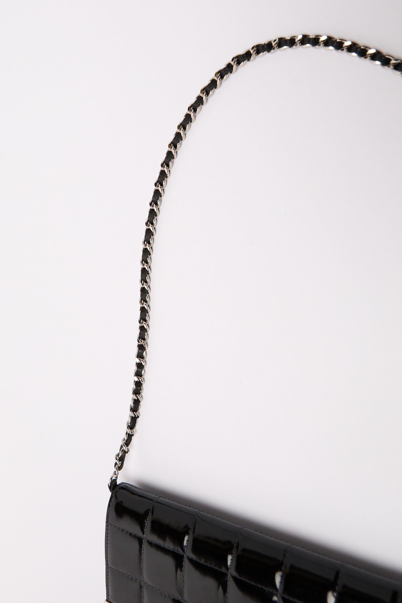 Chanel Black Patent CC Choco Bar Chain Shoulder Bag