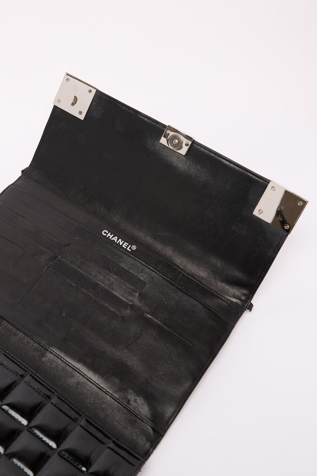 Chanel Black Patent CC Choco Bar Chain Shoulder Bag