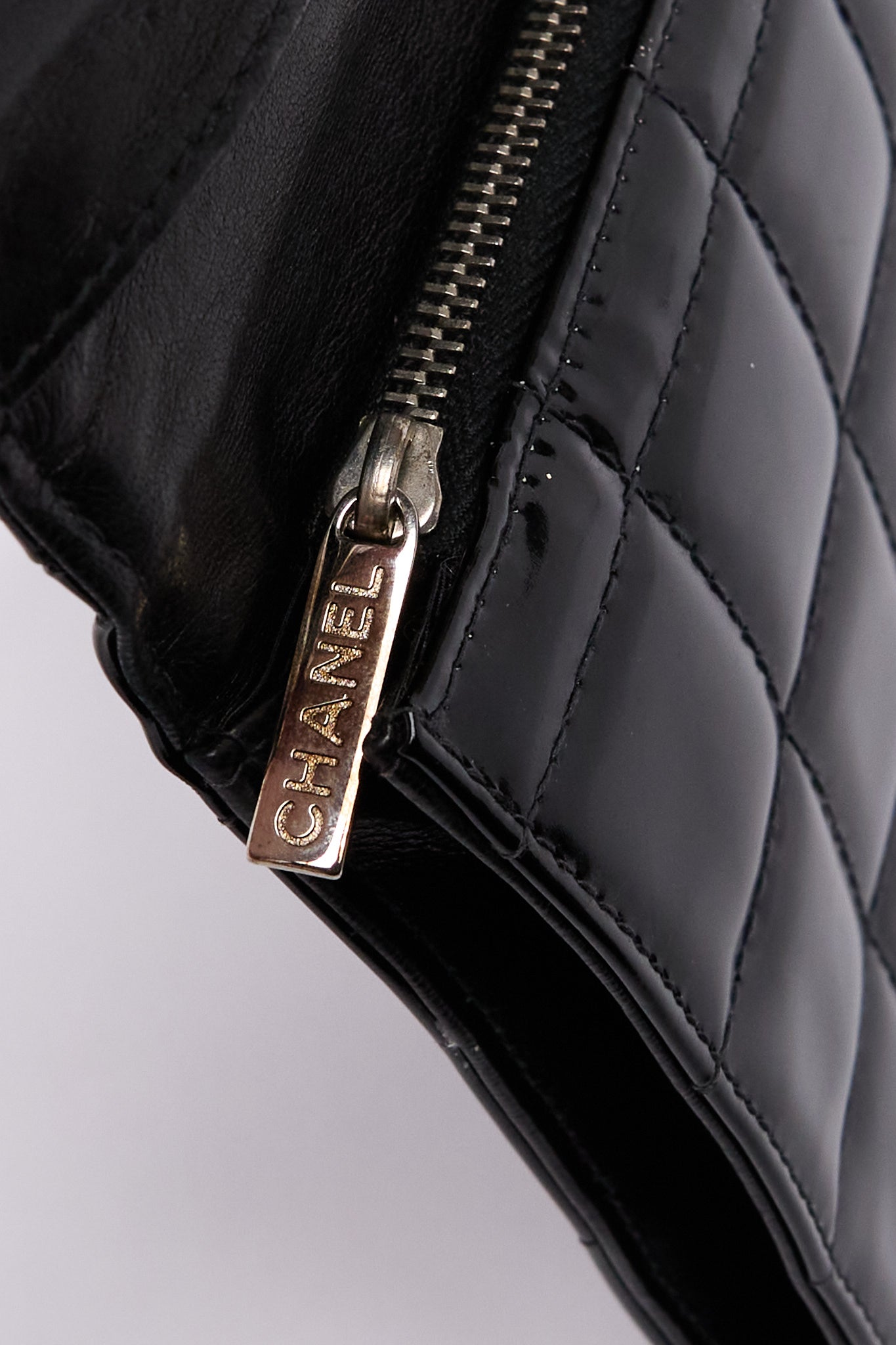 Chanel Black Patent CC Choco Bar Chain Shoulder Bag