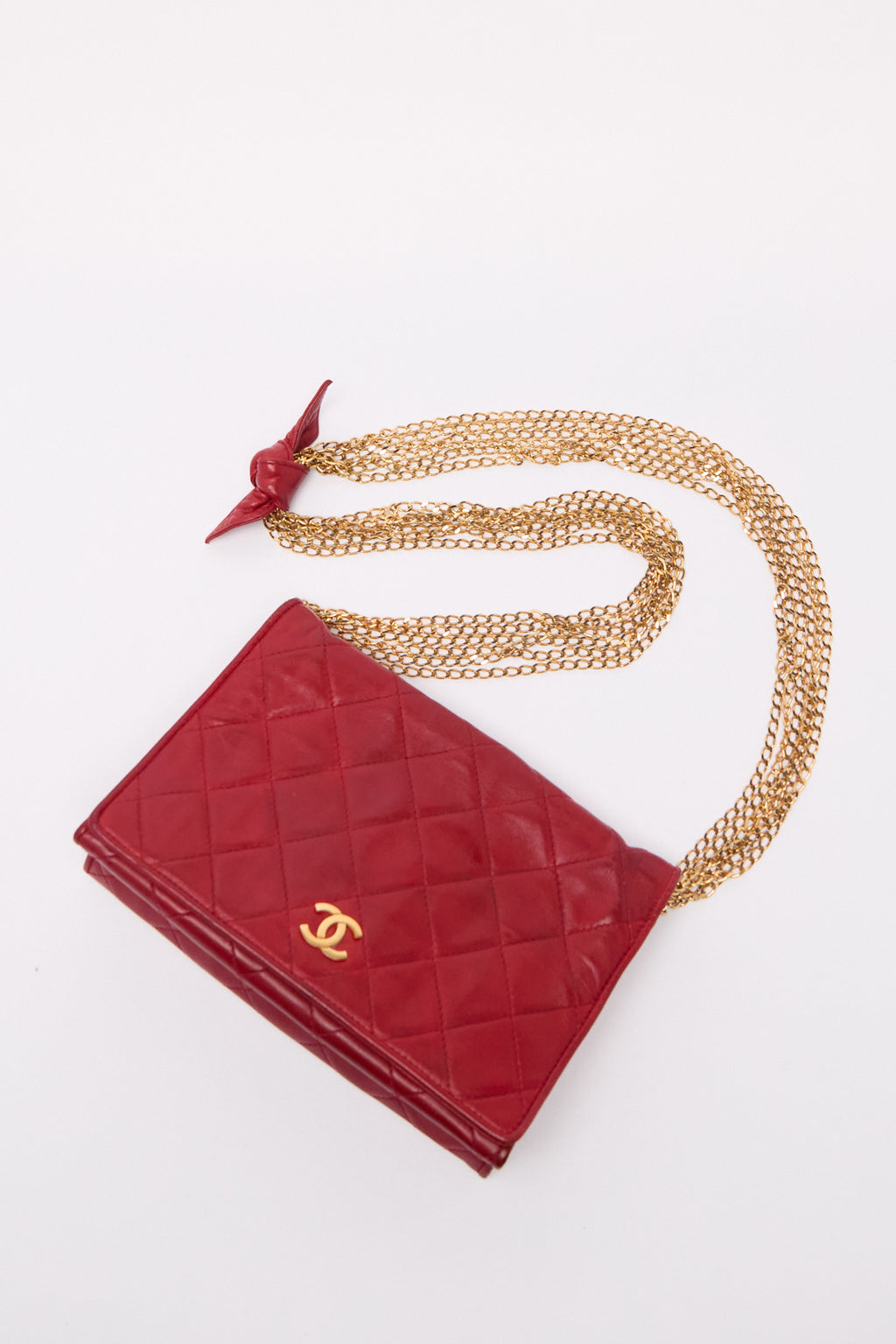 Chanel Red Matelasse Lambskin CC Shoulder Bag
