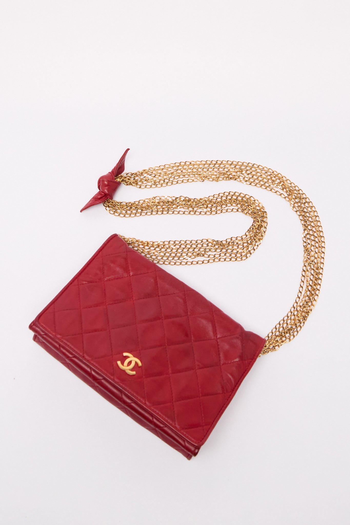 Chanel Red Matelasse Lambskin CC Shoulder Bag