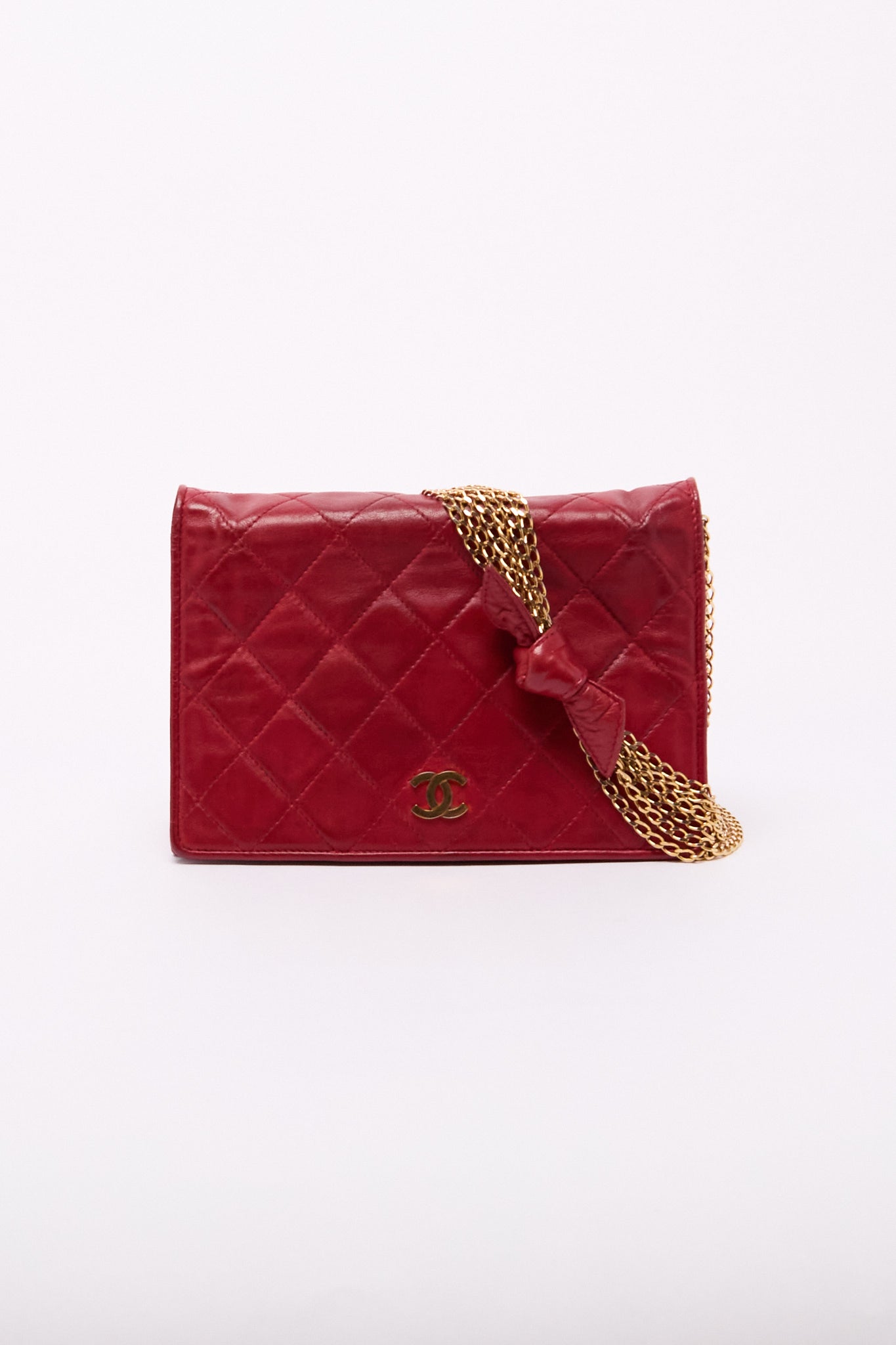 Chanel Red Matelasse Lambskin CC Shoulder Bag