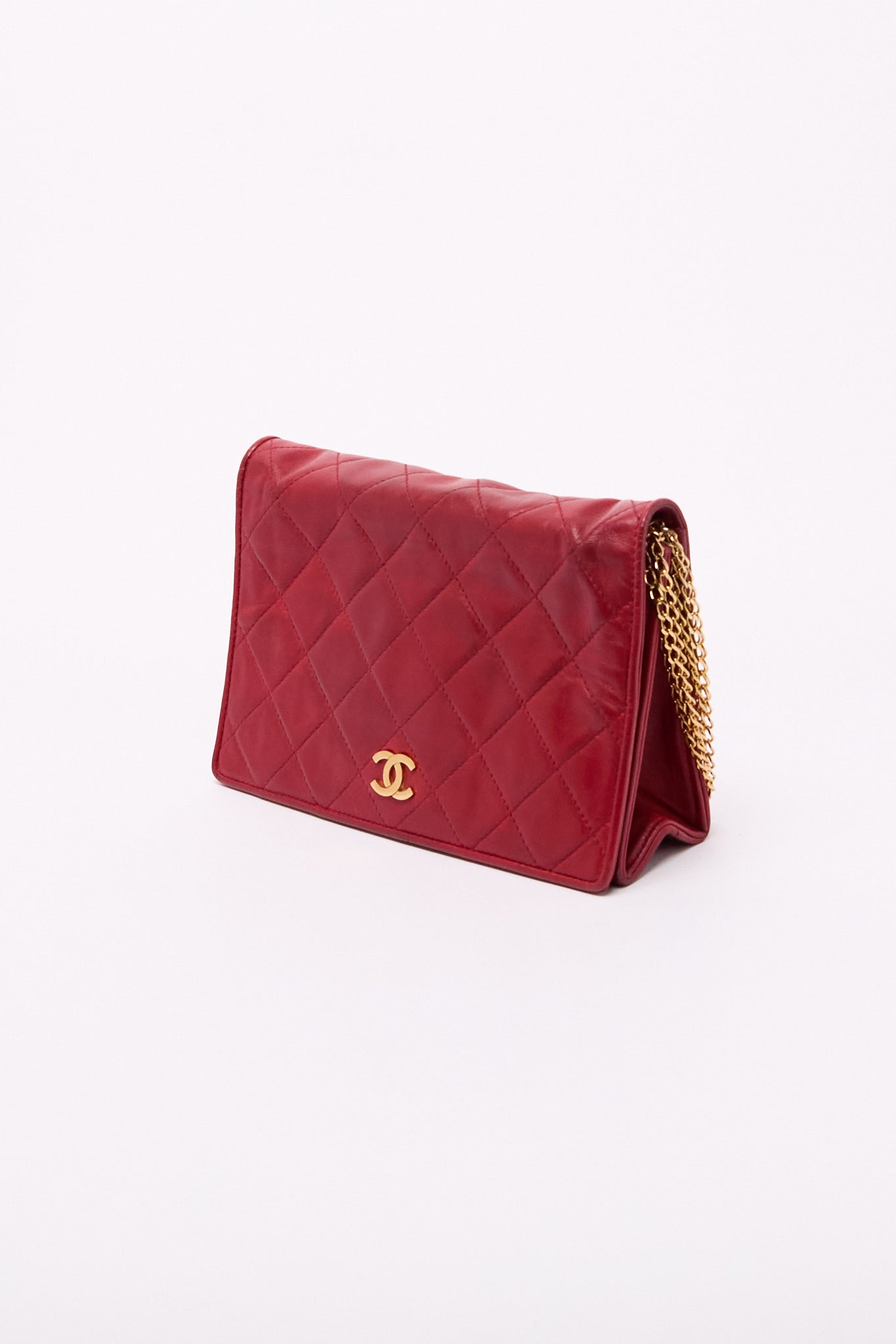 Chanel Red Matelasse Lambskin CC Shoulder Bag
