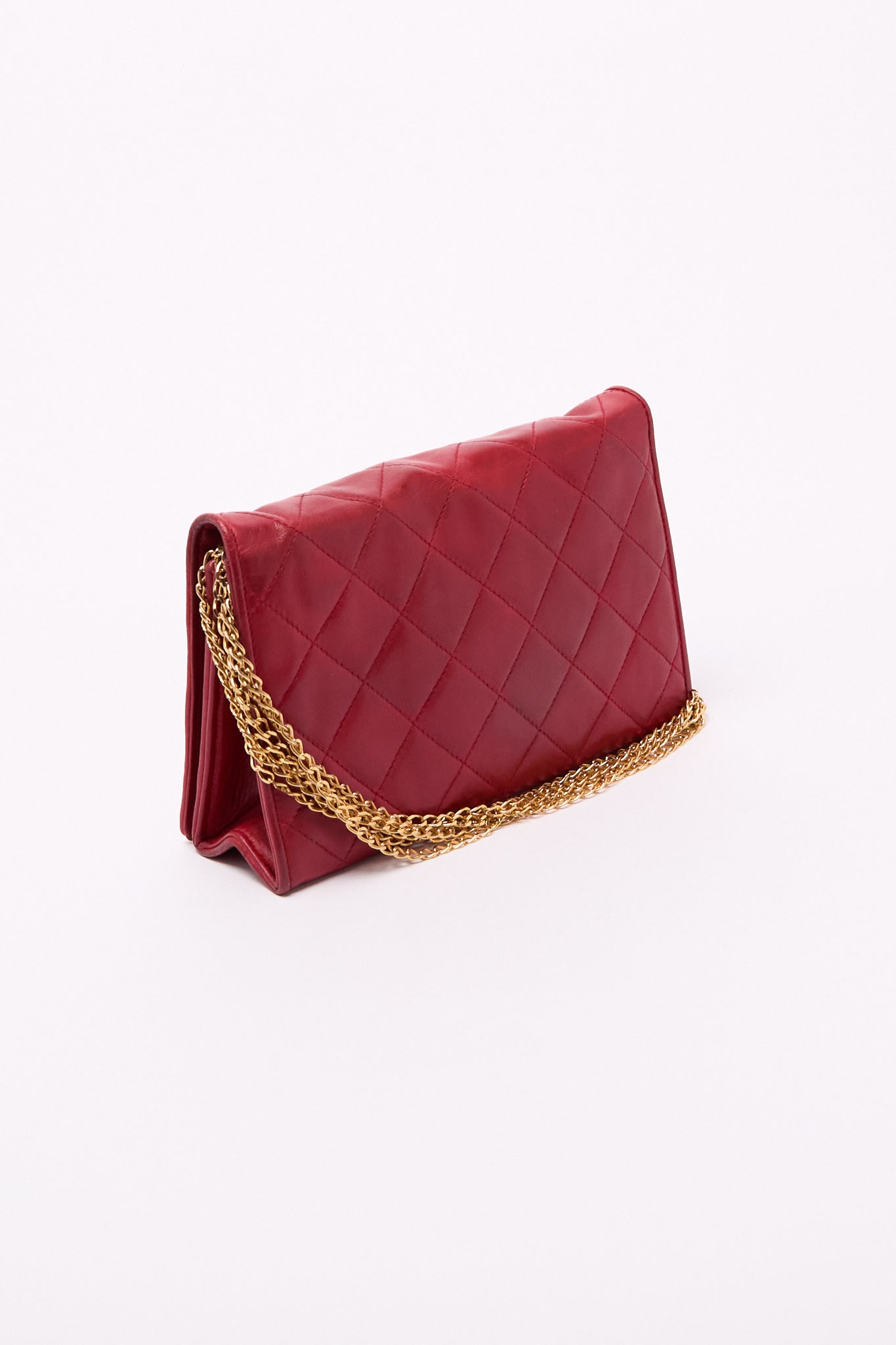 Chanel Red Matelasse Lambskin CC Shoulder Bag