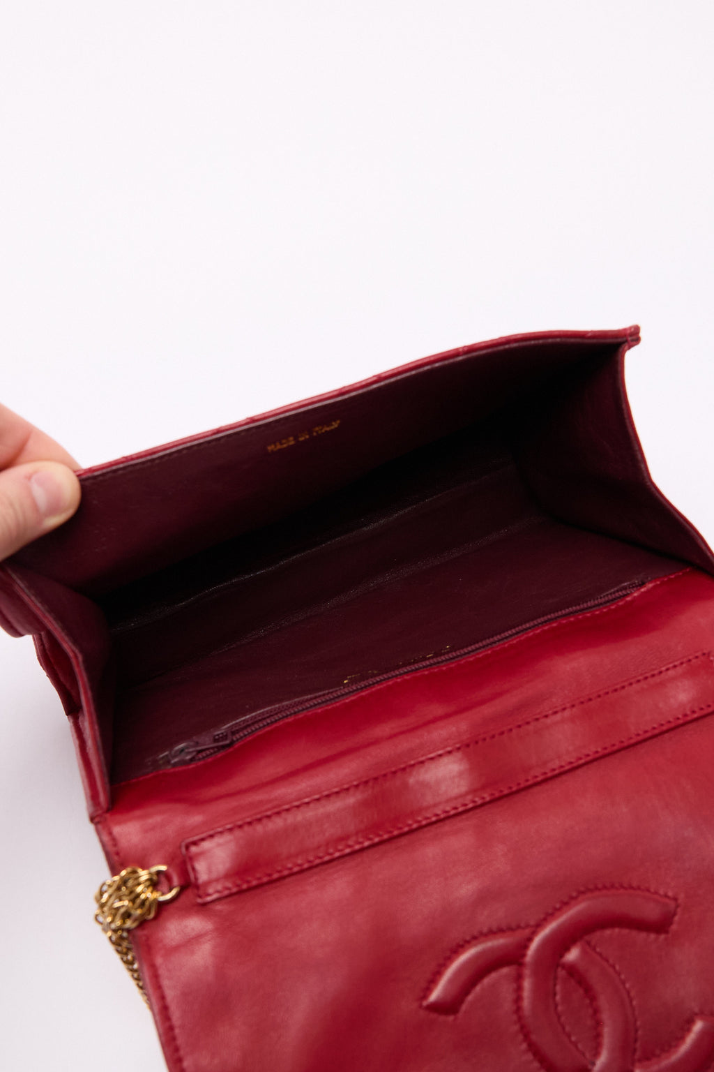 Chanel Red Matelasse Lambskin CC Shoulder Bag