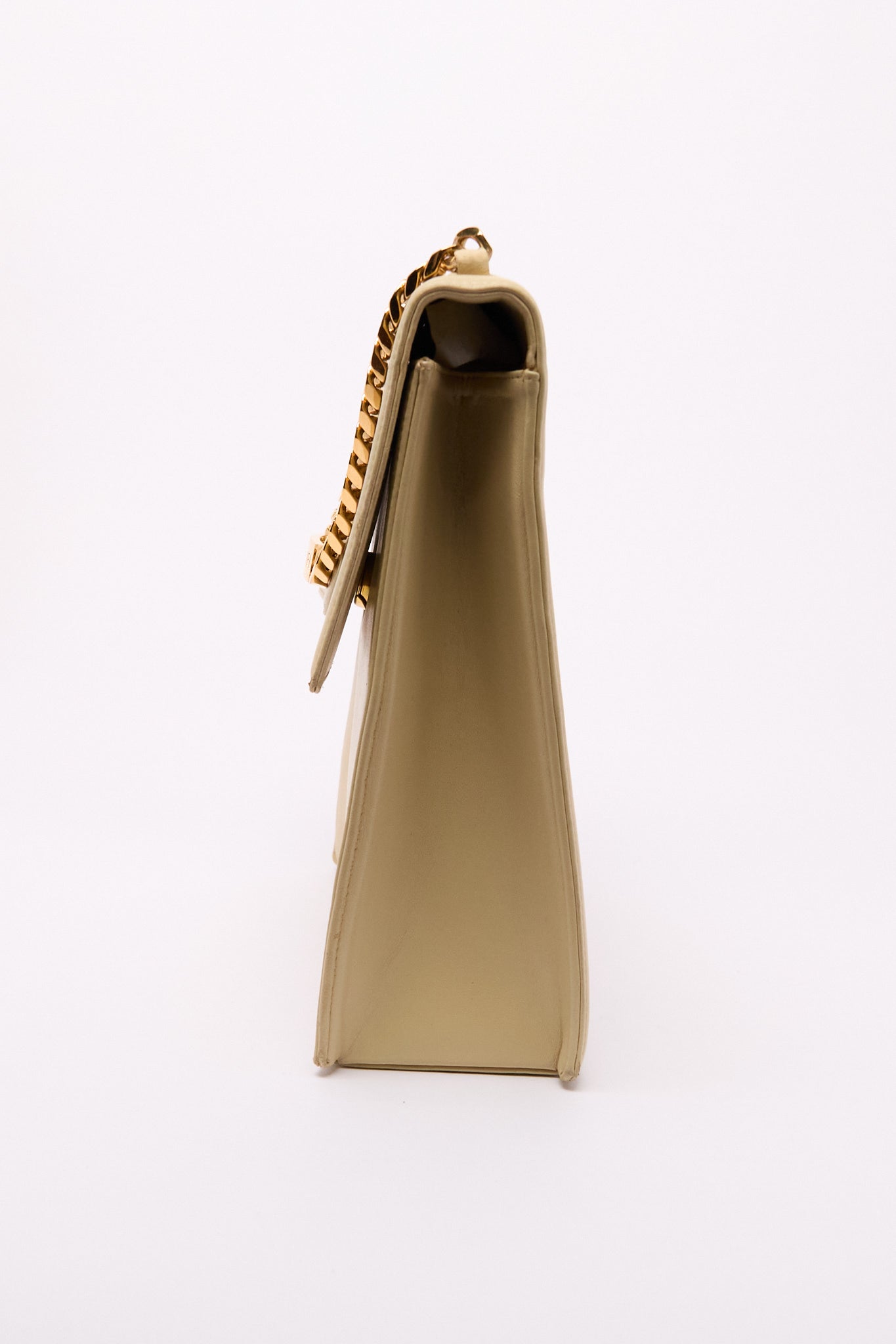 90’s Chanel Beige CC Chain Handbag 24K Gold Hardware