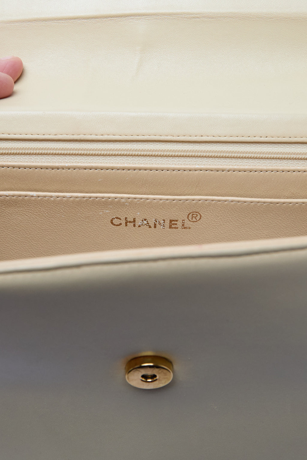 90’s Chanel Beige CC Chain Handbag 24K Gold Hardware