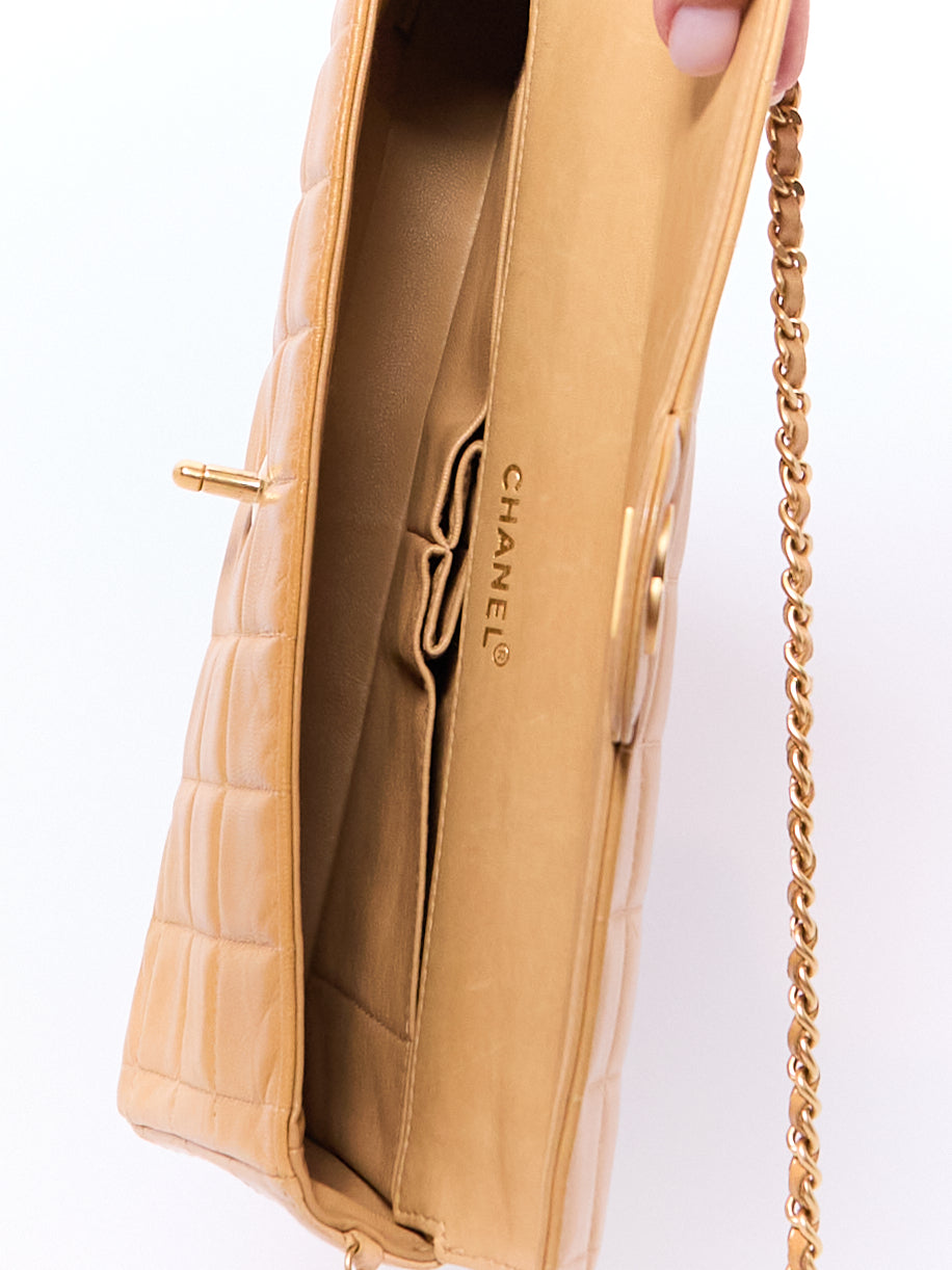 Chanel Beige Chocolate Bar Shoulder Bag