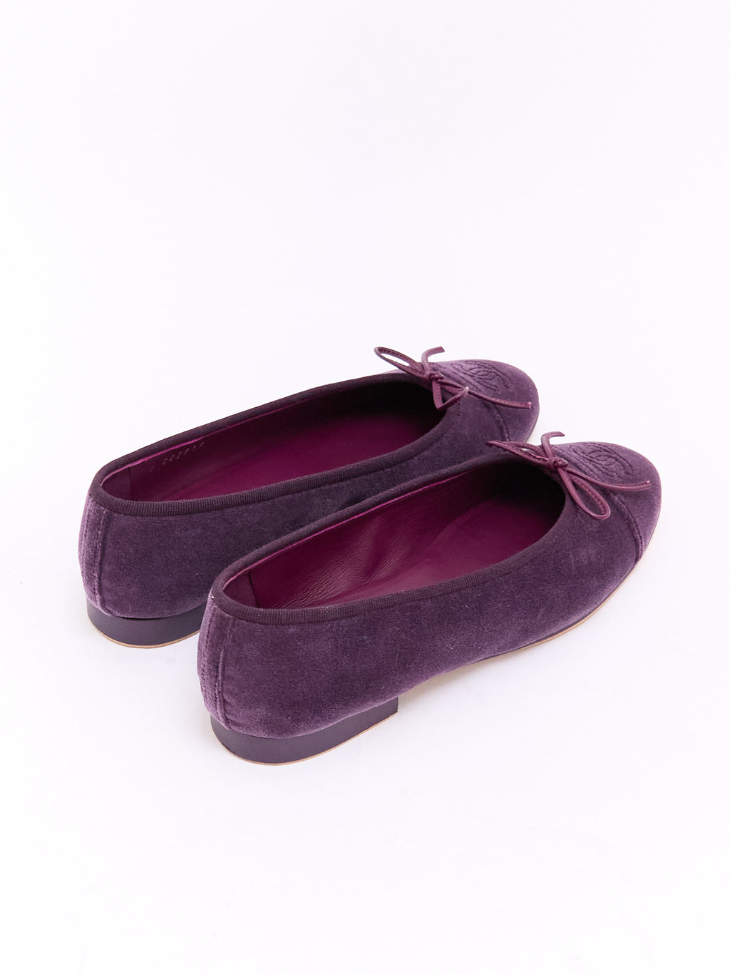 Chanle Purple Velvet CC Cap Toe Ballet Flat 35.5