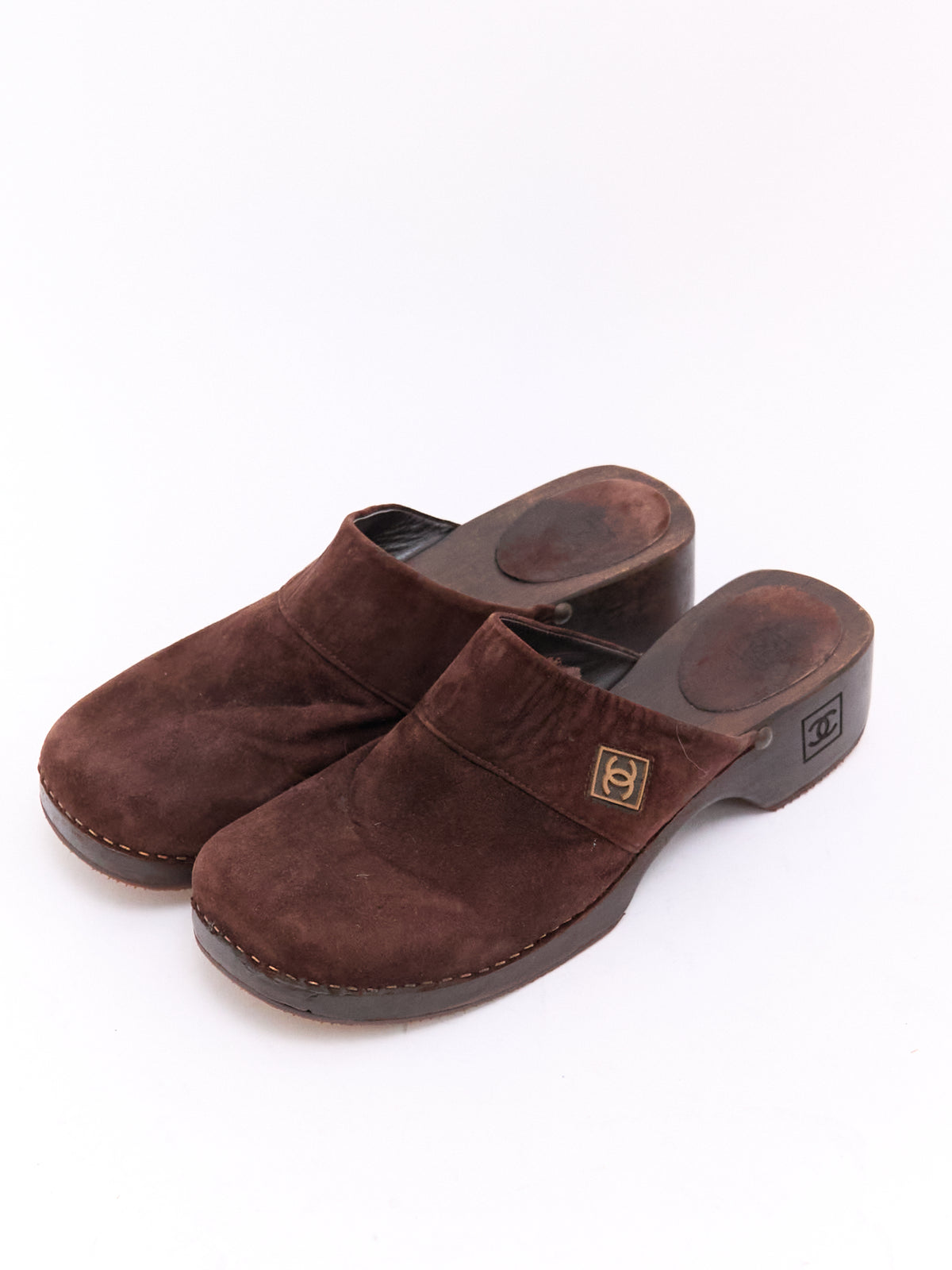 Chanel Brown Suede Clog 41
