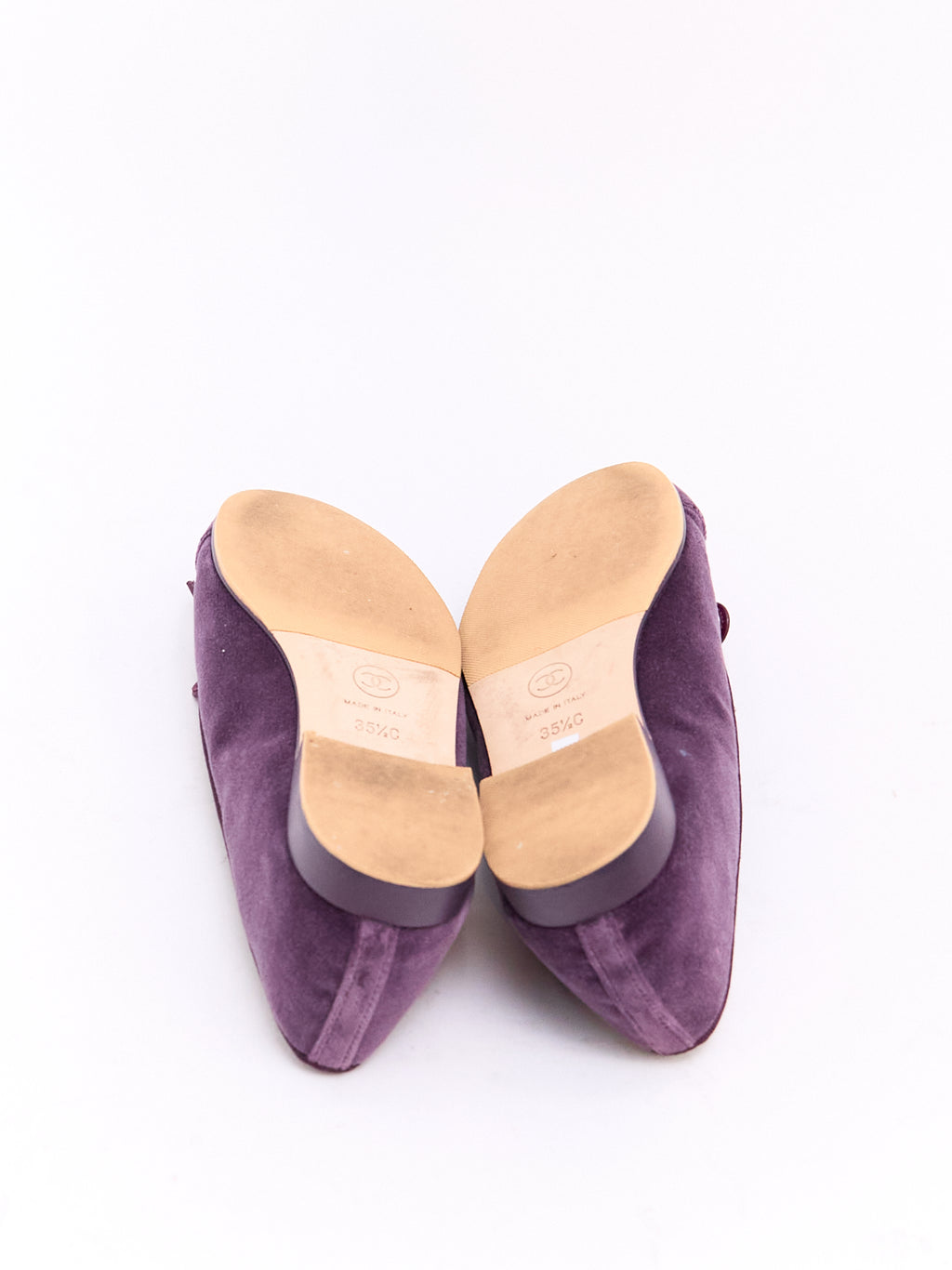 Chanle Purple Velvet CC Cap Toe Ballet Flat 35.5