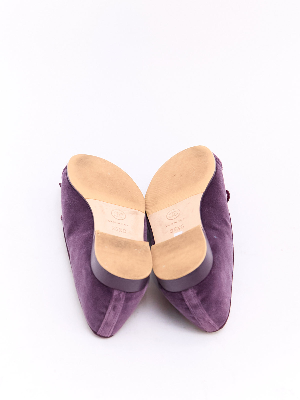 Chanle Purple Velvet CC Cap Toe Ballet Flat 35.5