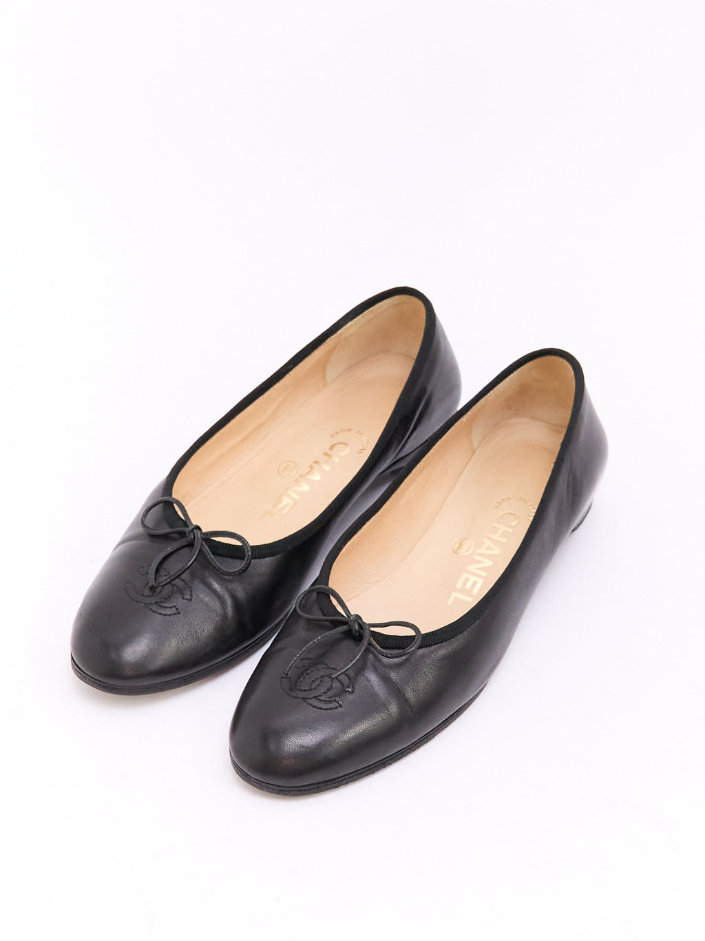 Chanel Black Lambskin CC Ballet Flat 35.5